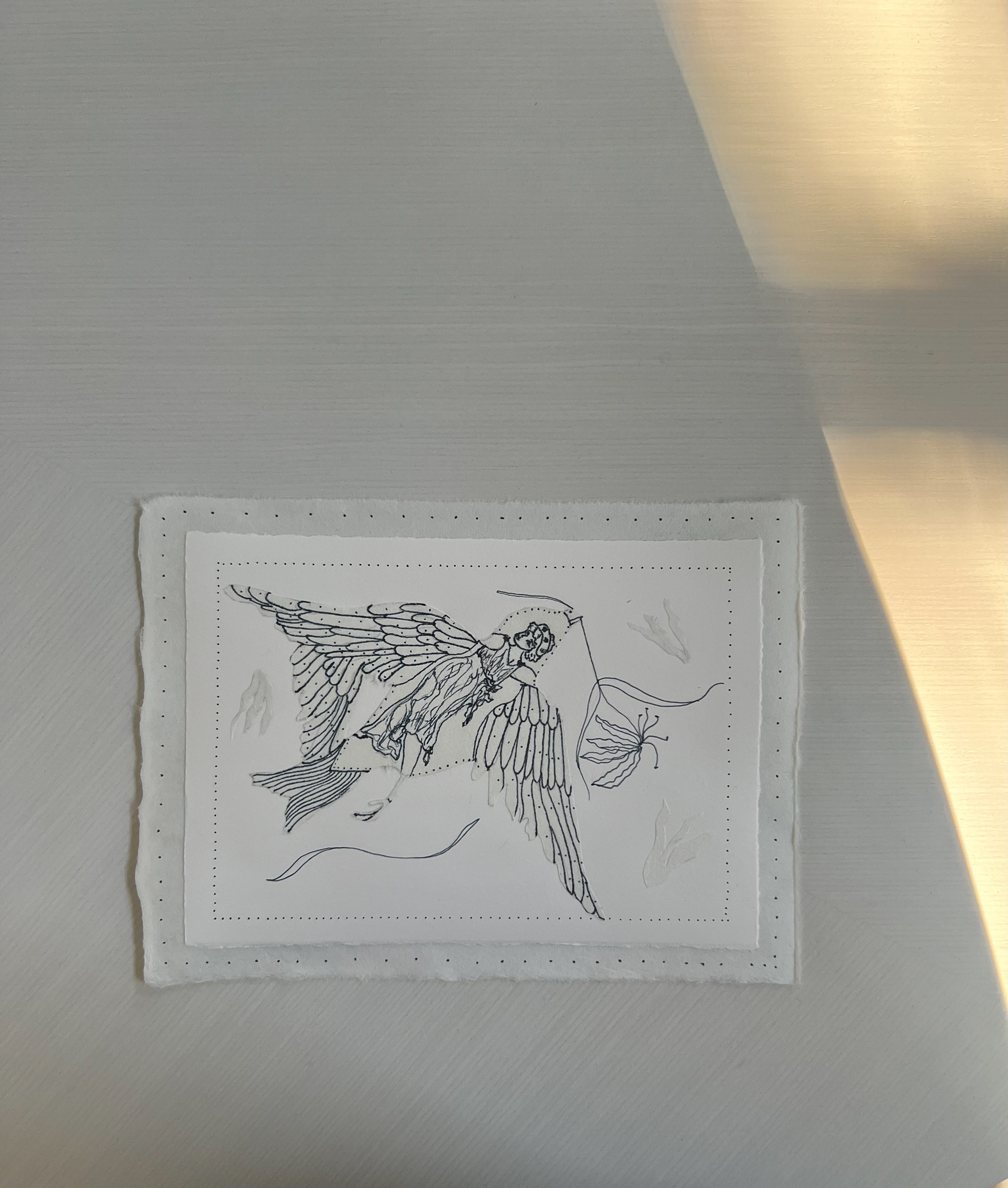 "St.Florian and the Blue Jay", 6x9, mixed media