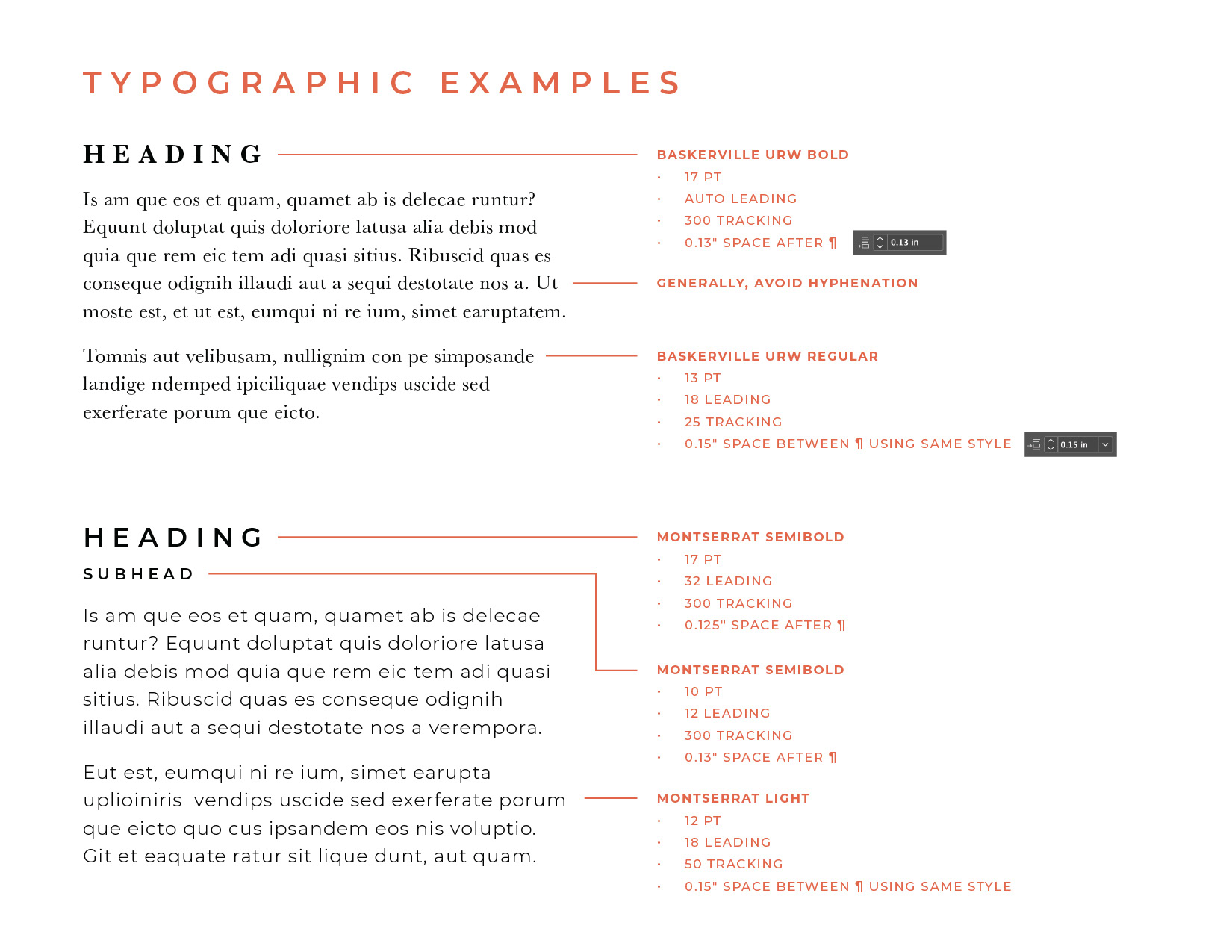 Typographic examples.