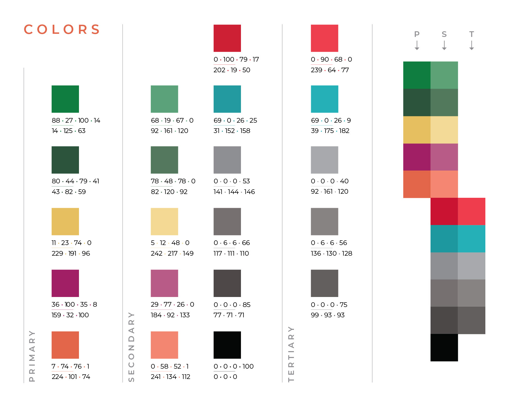 Color guide for the brand.