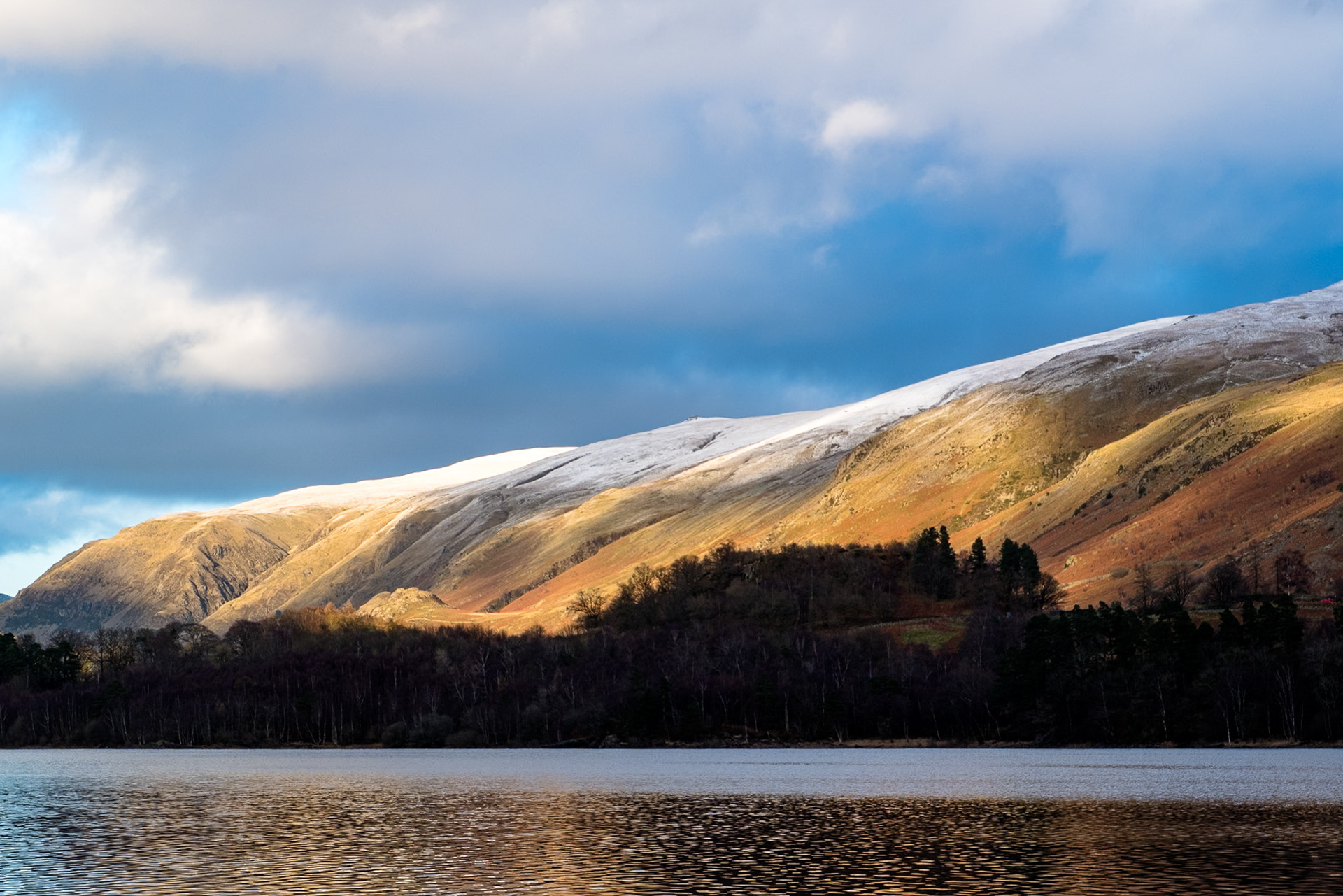 Early winter snow across the lakeland fells. 