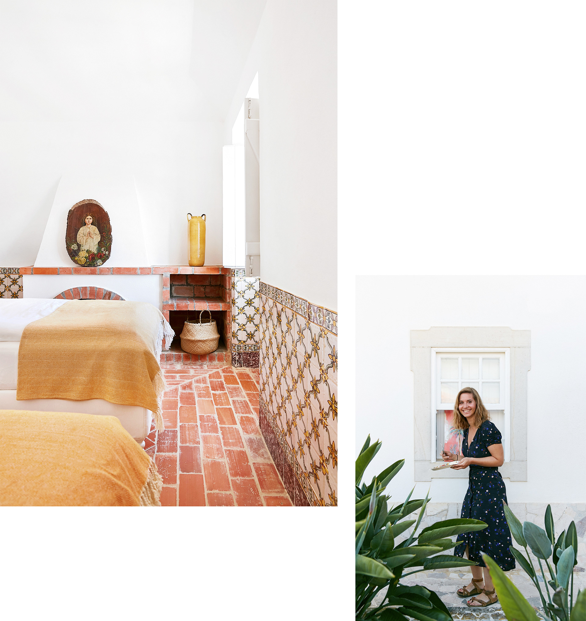 Interior Fotografie von Maike Piorr, Schlafzimmer Gästezimmer einer Natursteinvilla in Portugal