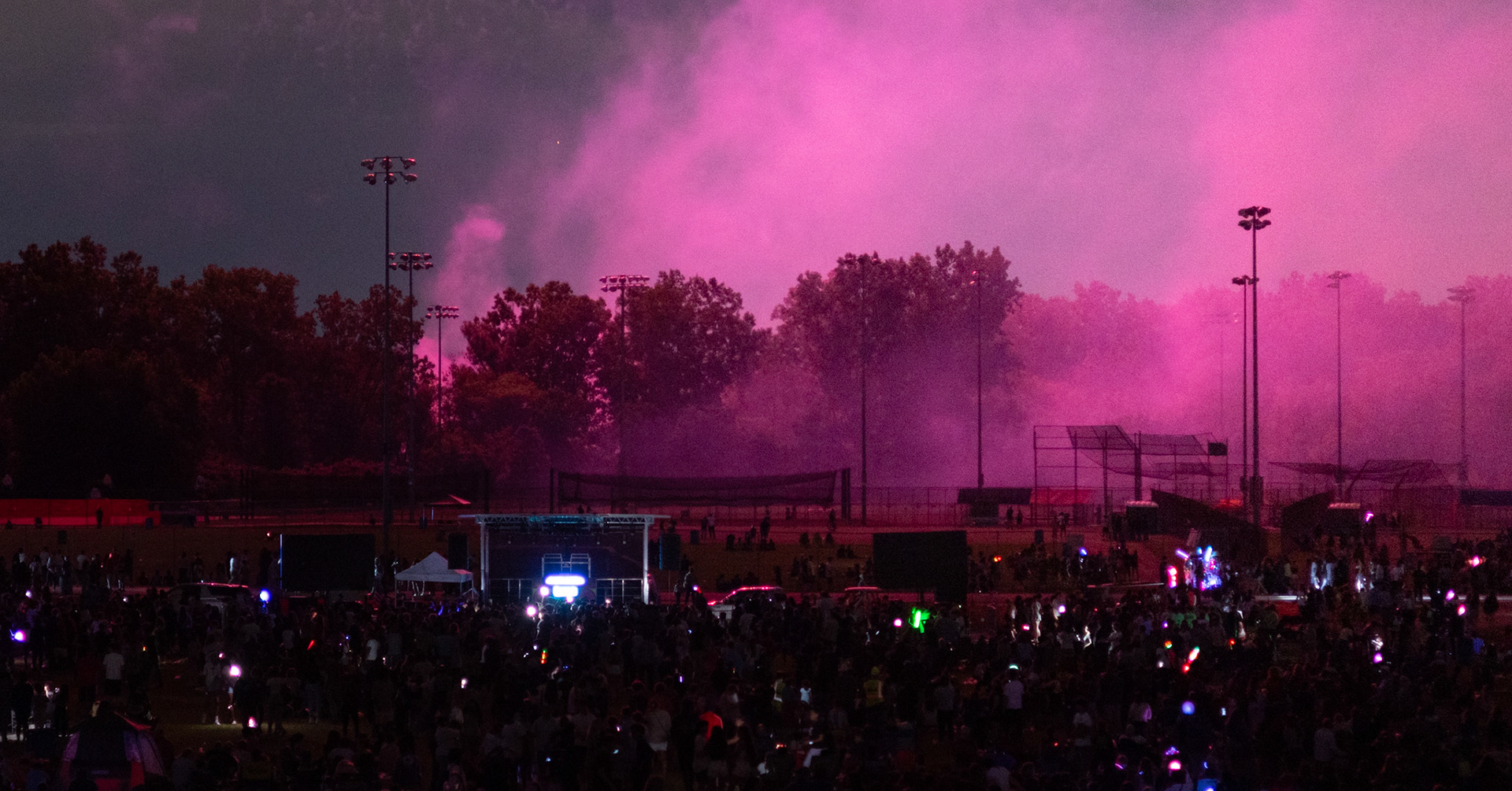 The pink smoke just looked so cool from the reflection of a pink firework that burst above