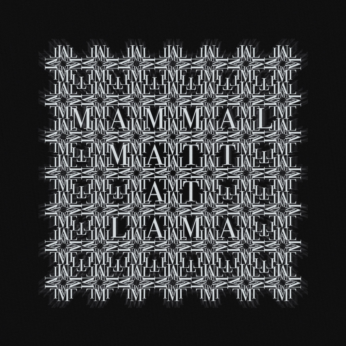 Mammal Matt at Lama. Part of project “The Large Text” [RJ 0058]: Various graphics featuring letters and short texts.