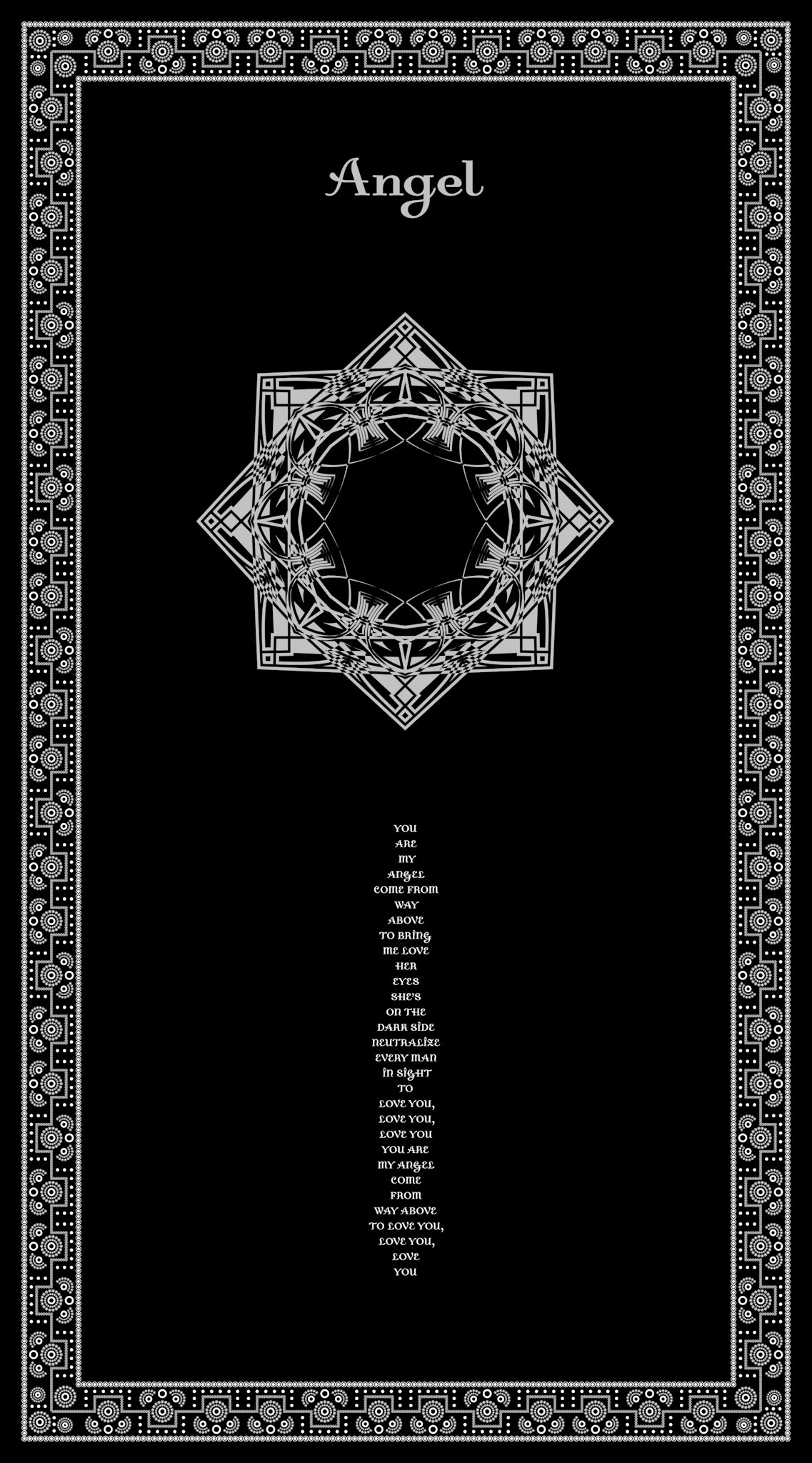 Angel. Part of project “The Massive Transcription Project” [RJ 0023]: Poster designs with the lyrics of some Massive Attack songs.