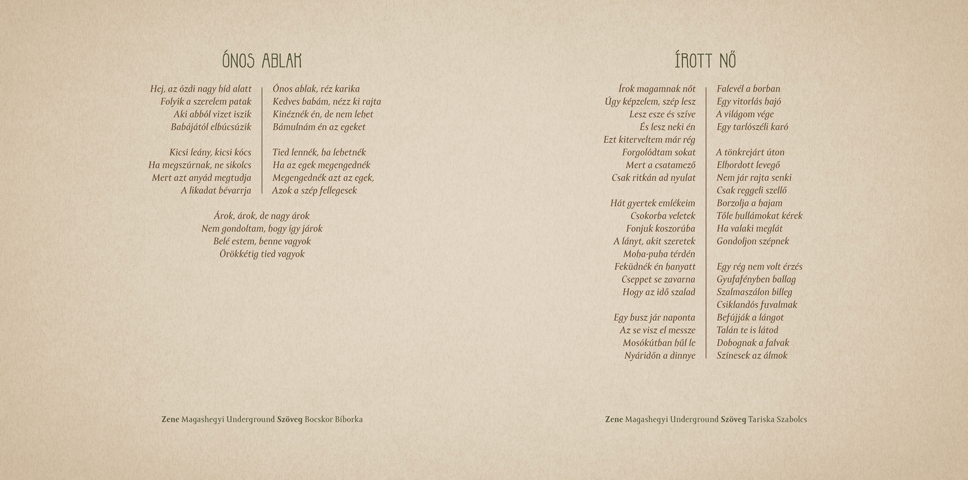 Spread sample #3. Part of project “A Thousand Forests” [RJ 0025]: CD booklet design of a Hungarian indie album.