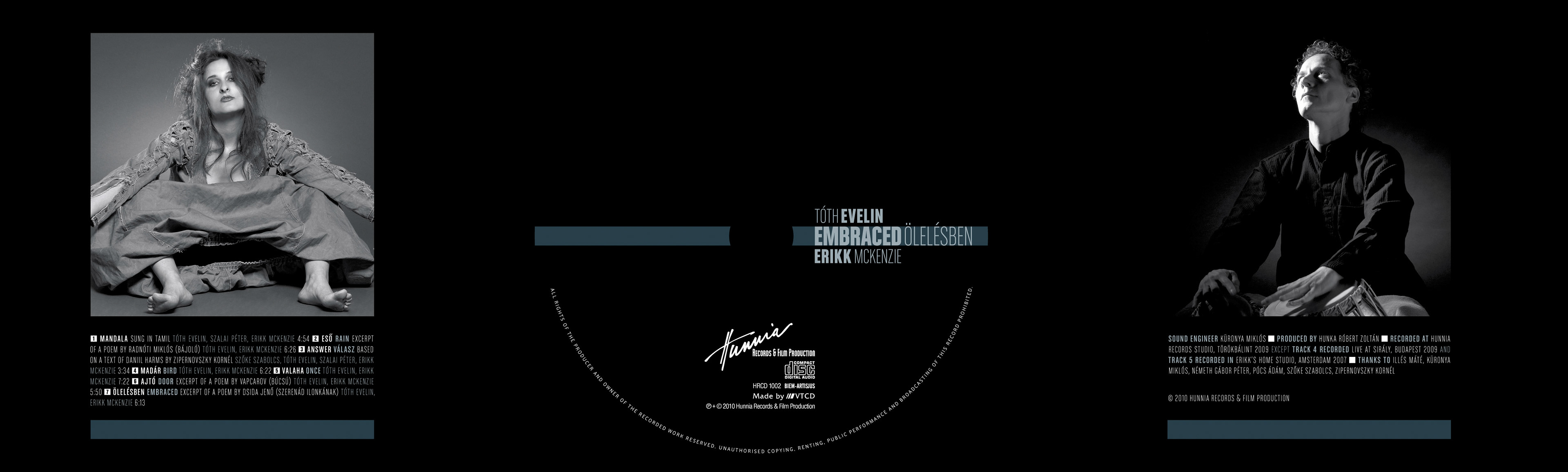 Layout of the cover when the front and folding pages are opened. Part of project “Embraced” [RJ 0019]: CD cover art and inlay design of an experimental electronic/jazz album.