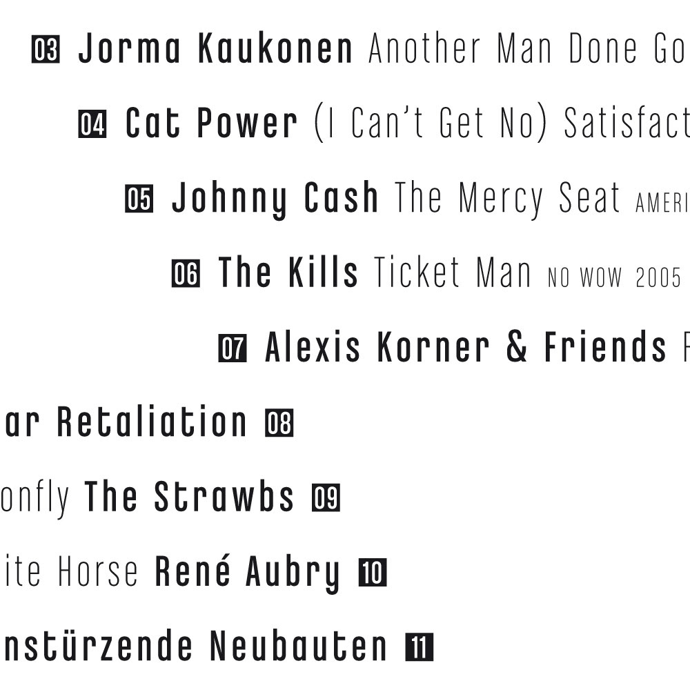 Excerpt from the inlay side of the CD booklet. Part of project “Distilled” [RJ 0004]: CD cover art and inlay design for a rather overwhelming music compilation.