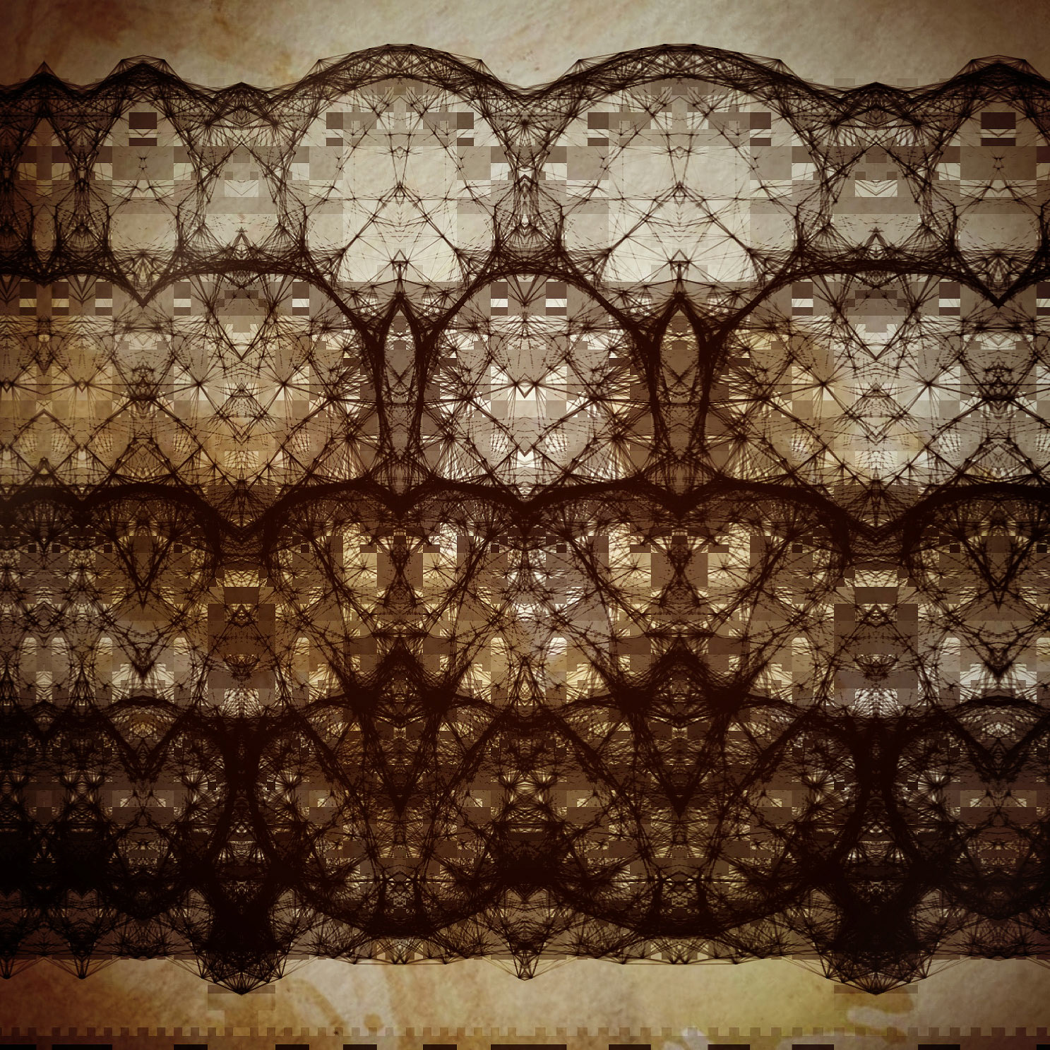 Spidercoat. Part of project “Split” [RJ 0055]: Various graphics featuring vertical semi-reflection symmetries.