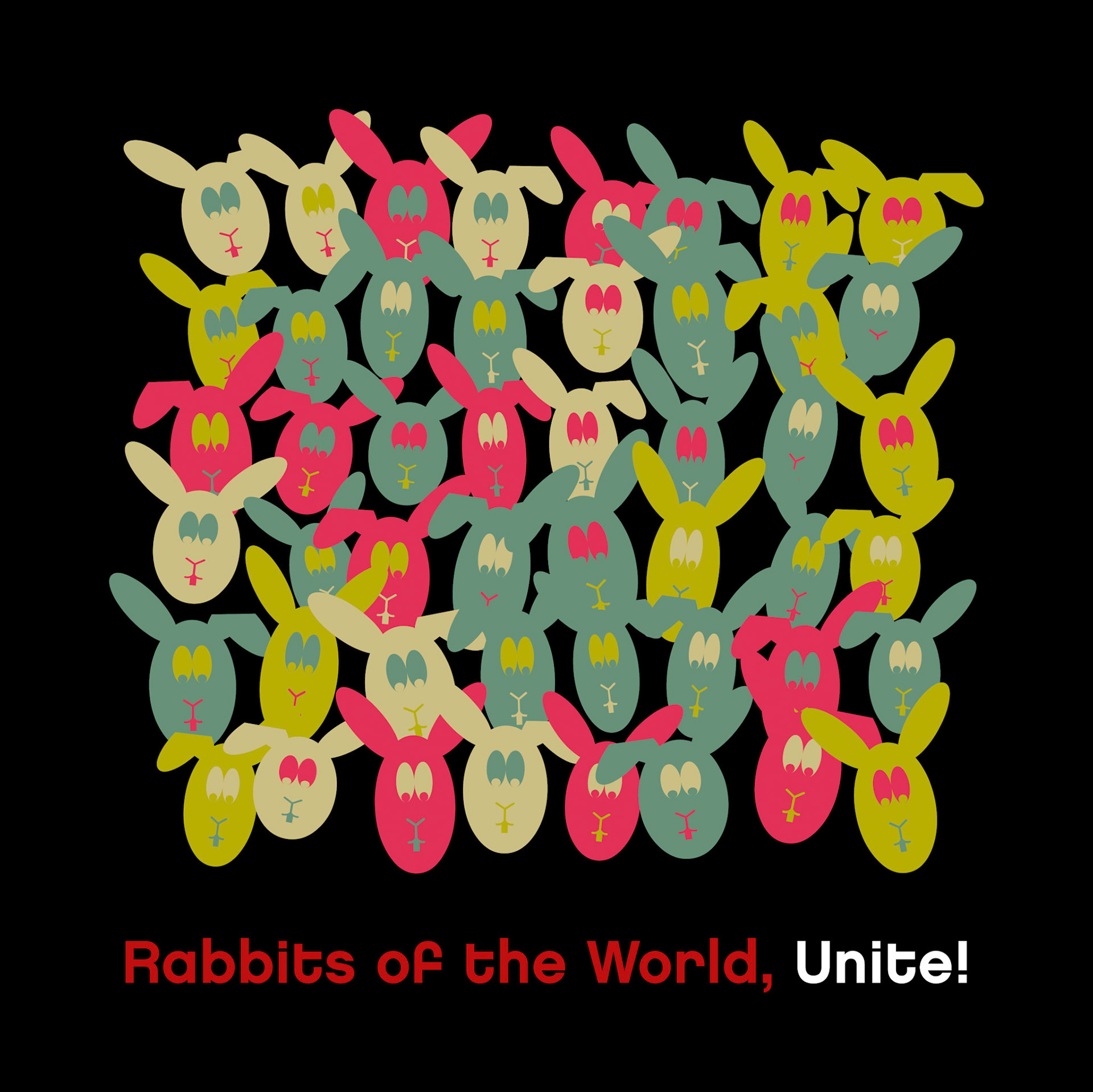 Rabbits of the World, Unite! Part of project “Not So Funny” [RJ 0012]: Various graphics featuring Flash experiments.