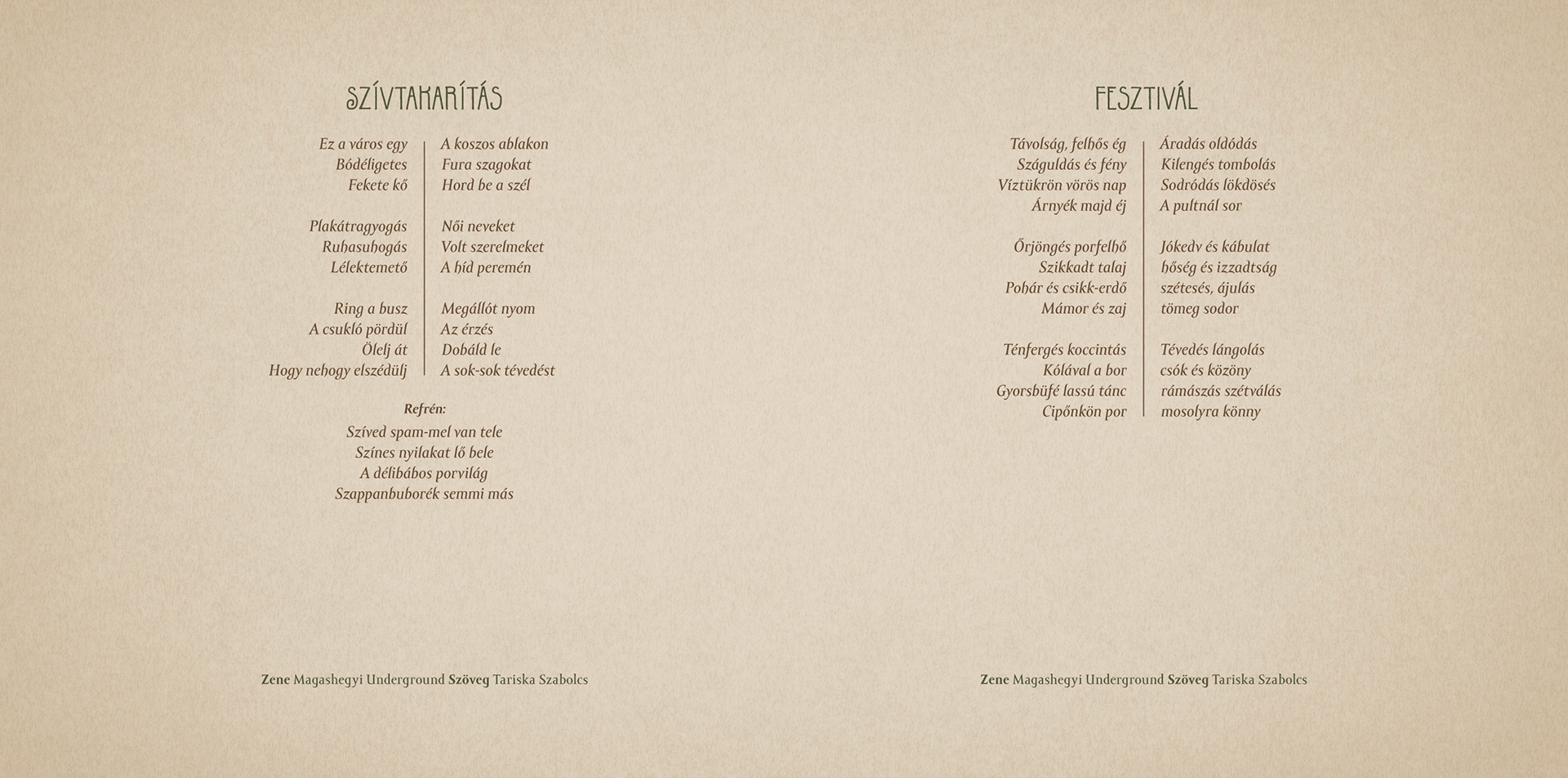 Spread sample #2. Part of project “A Thousand Forests” [RJ 0025]: CD booklet design of a Hungarian indie album.