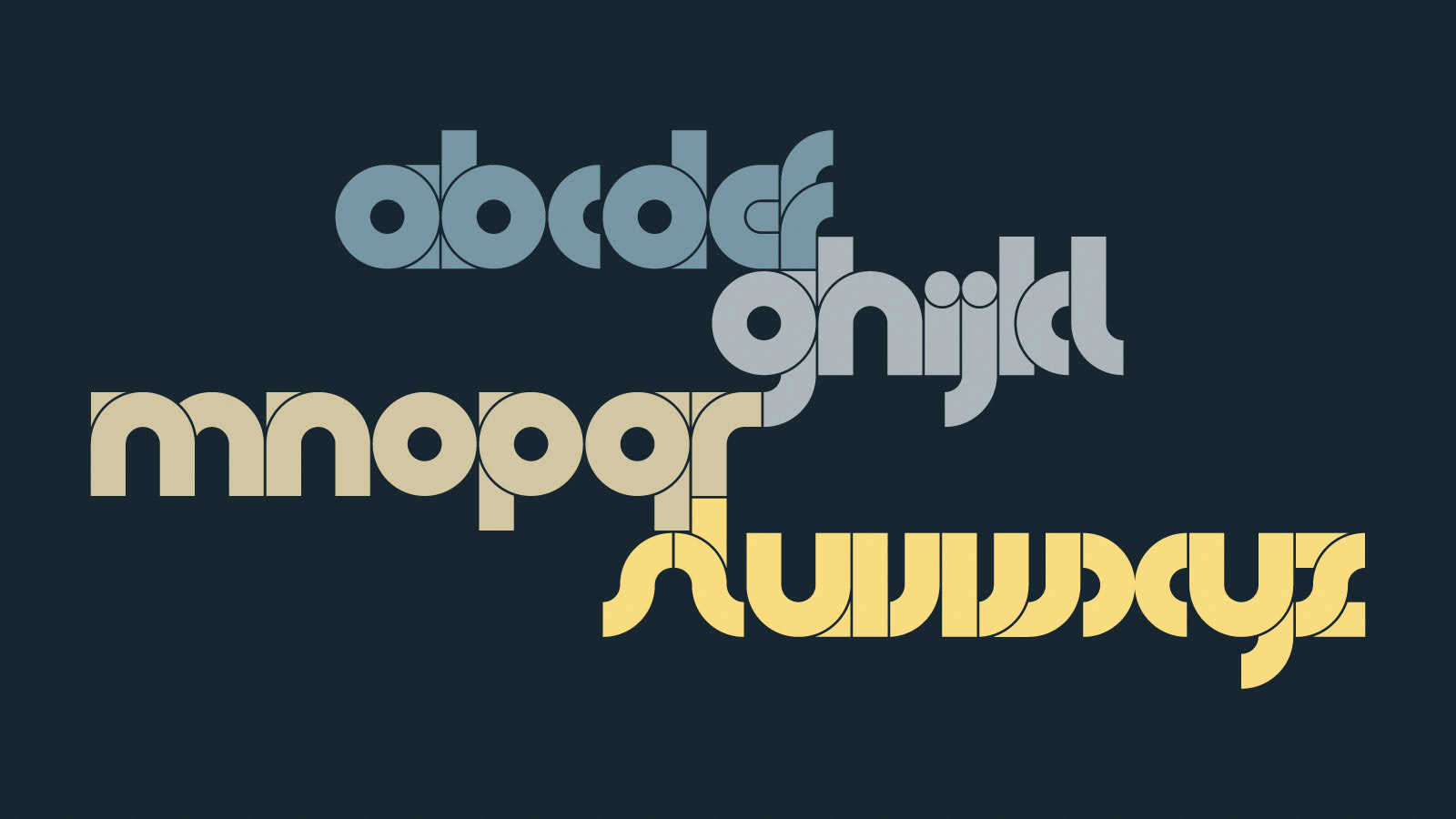 Glyph set #1. Part of project “Cirque” [RJ 0001]: Constructive typeface design.