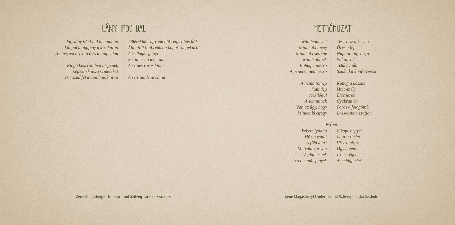 Spread sample #1. Part of project “A Thousand Forests” [RJ 0025]: CD booklet design of a Hungarian indie album.