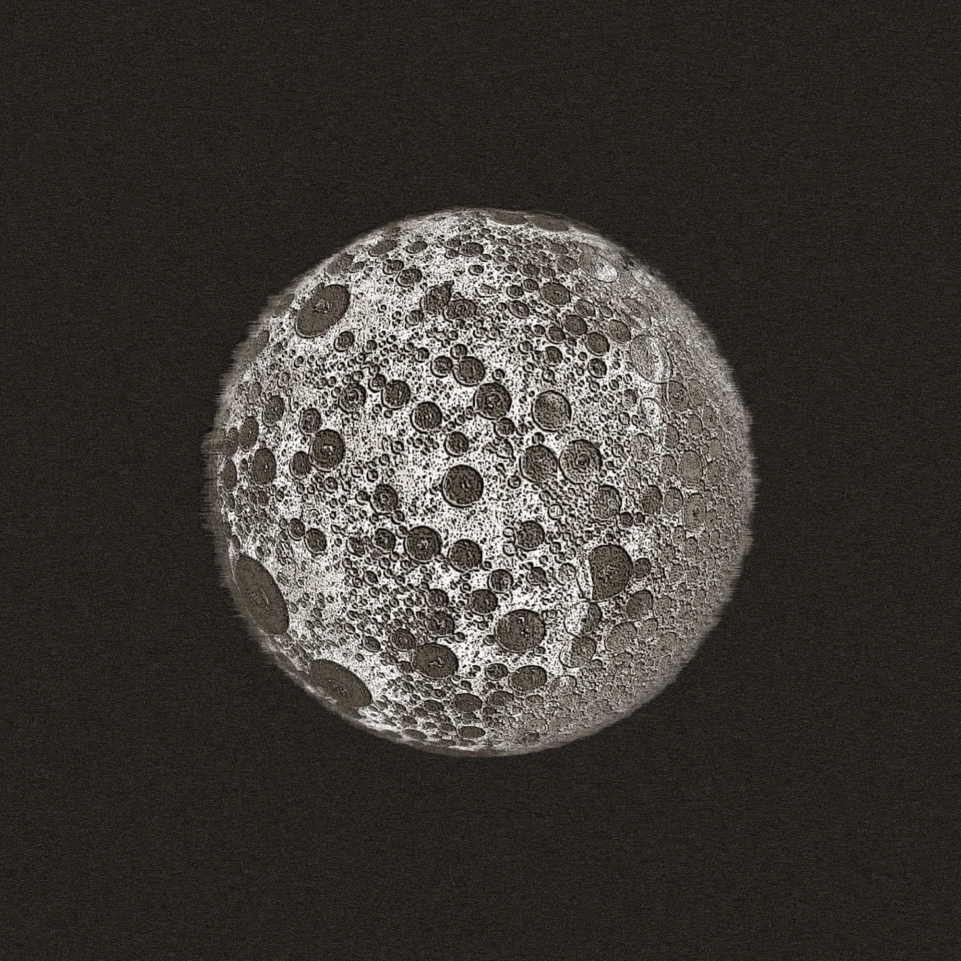 Naked Moon. Part of project “Circles and Balls” [RJ 0070]: Various graphics featuring spheres and circle shaped objects.