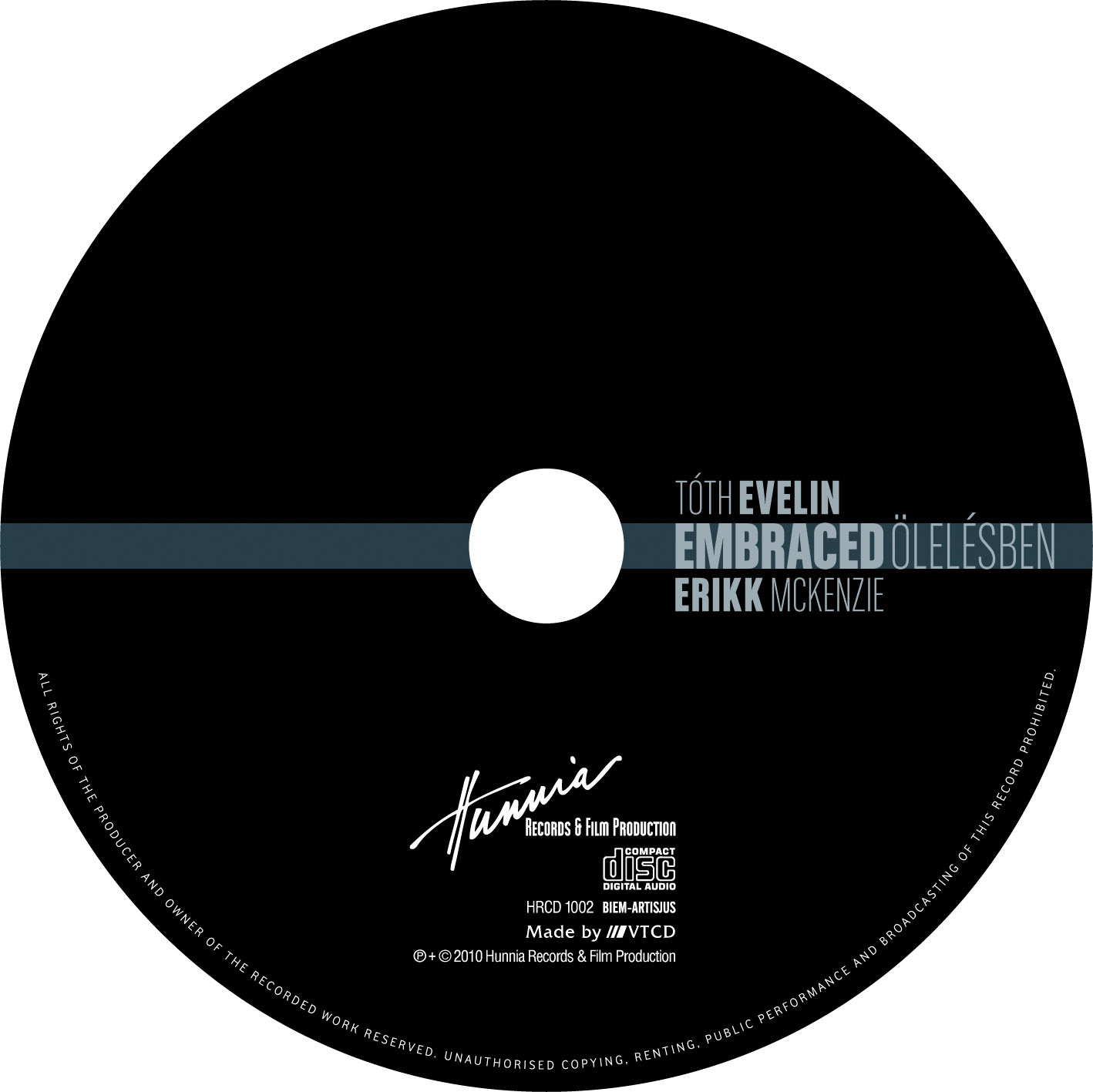 The illustration of the disc. Part of project “Embraced” [RJ 0019]: CD cover art and inlay design of an experimental electronic/jazz album.