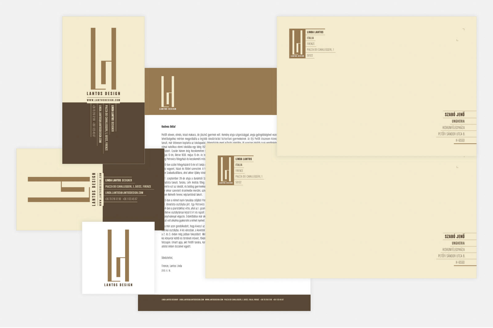 Full identity guide in color. Part of project “Lantos Design” [RJ 0054]: Identity guide for Hungarian designer Linda Lantos.
