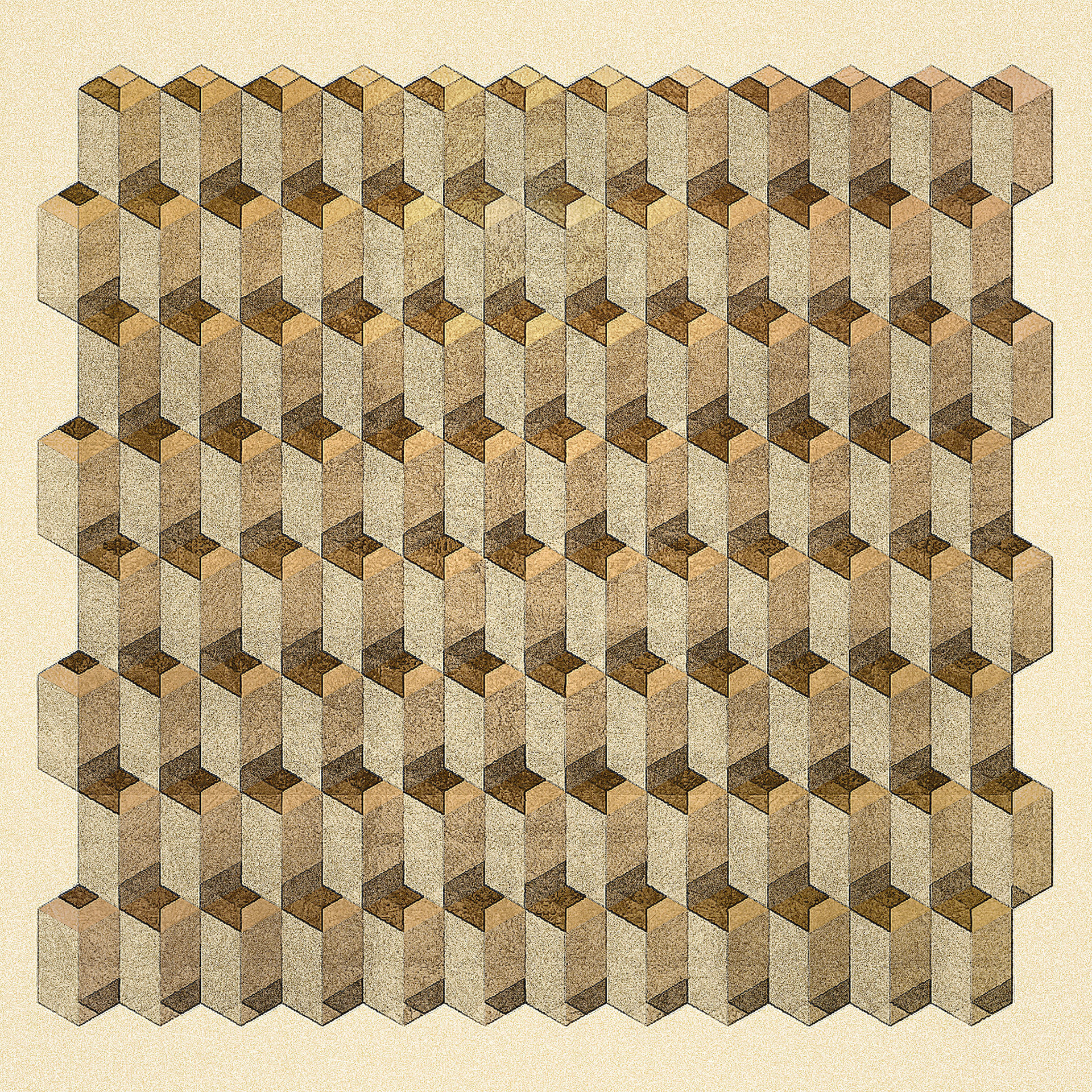 Wall Excerpt. Part of project “Cubic 2” [RJ 0088]: Various graphics featuring cube-based constructions, part 2.