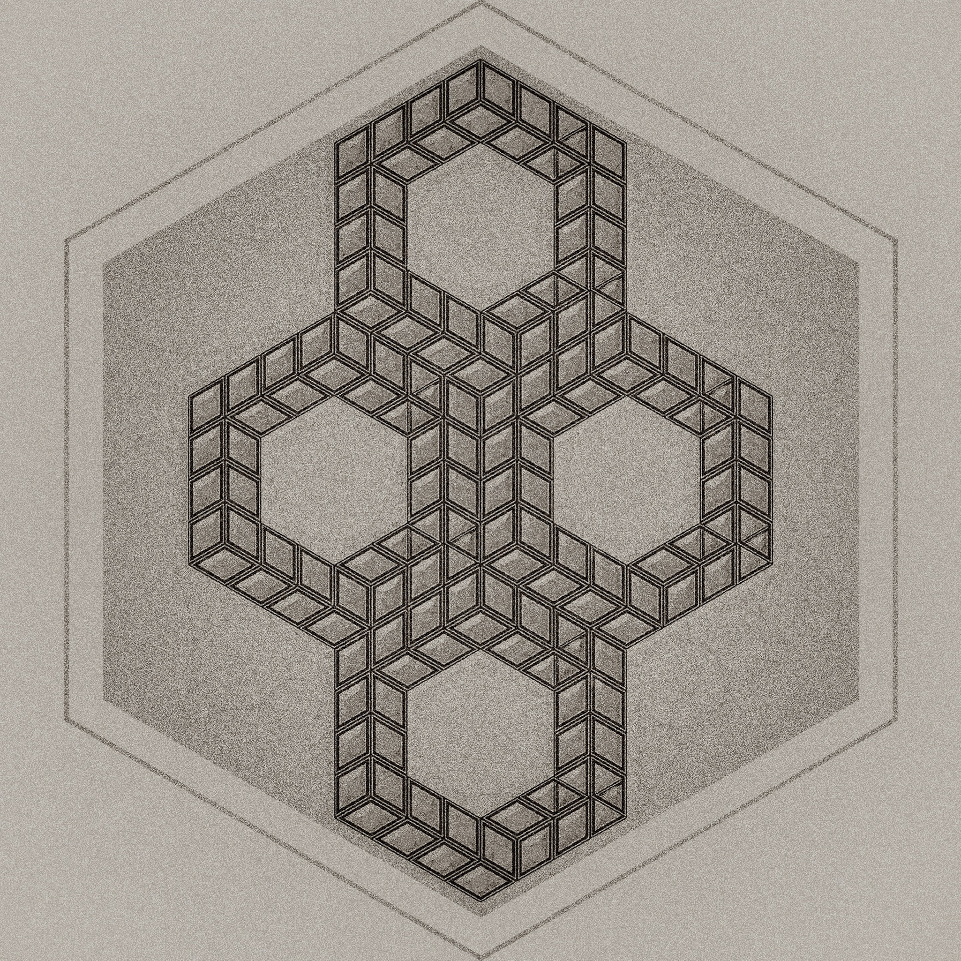 4in1. Part of project “Cubic 2” [RJ 0088]: Various graphics featuring cube-based constructions, part 2.