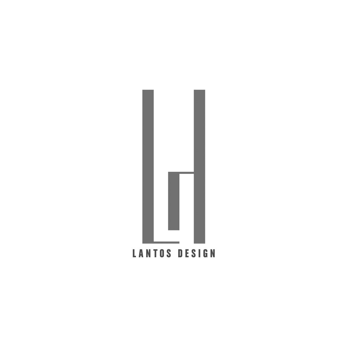 Logo in grayscale (Positive version). Part of project “Lantos Design” [RJ 0054]: Identity guide for Hungarian designer Linda Lantos.