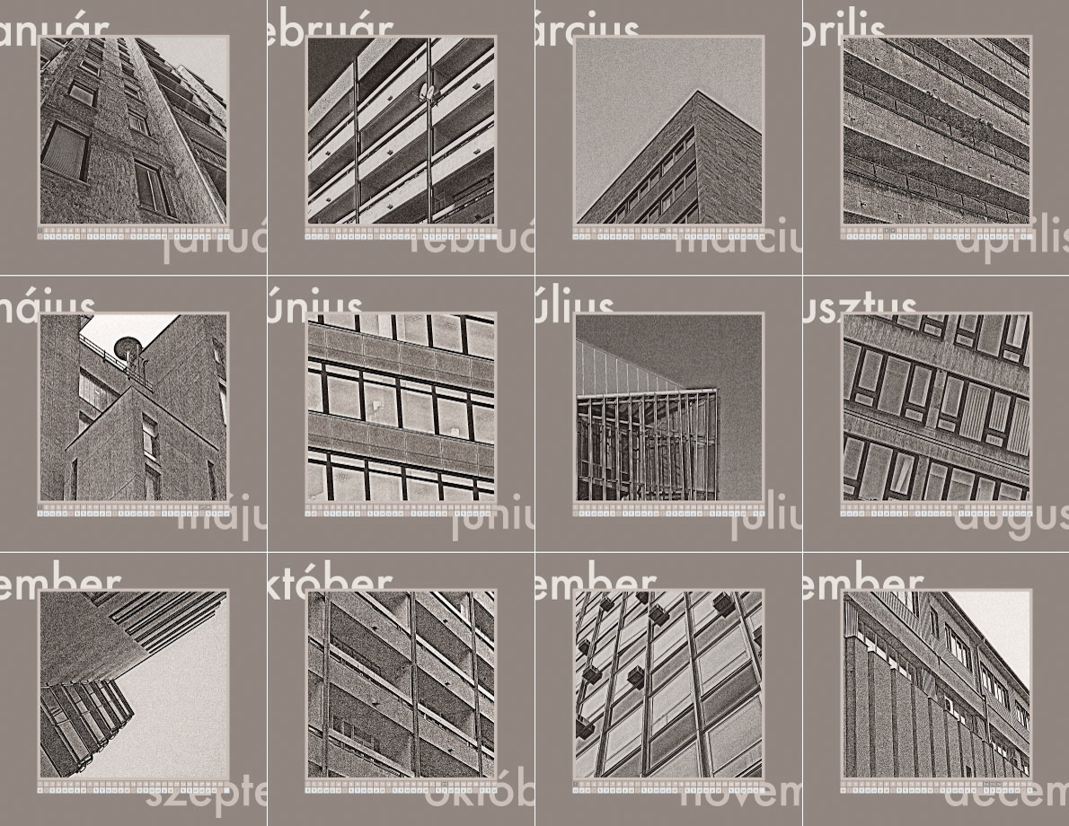 Contact sheet of all inlay pages. Part of project “Architecture ’12” [RJ 0032]: Calendar for the year 2012.