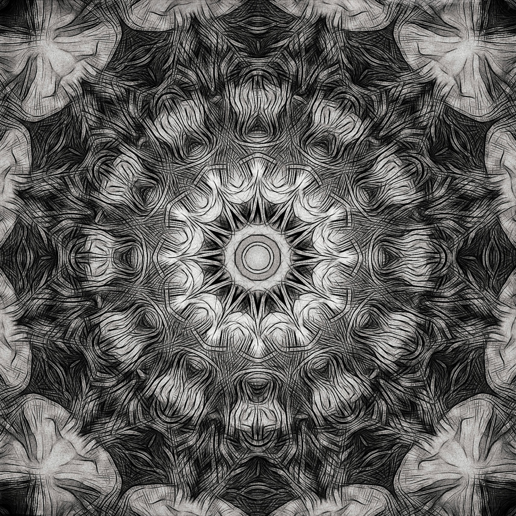 Sunflower. Part of project “Kaleidoscopic 2” [RJ 0071]: Various graphics featuring kaleidoscope-like symmetries, part 2.