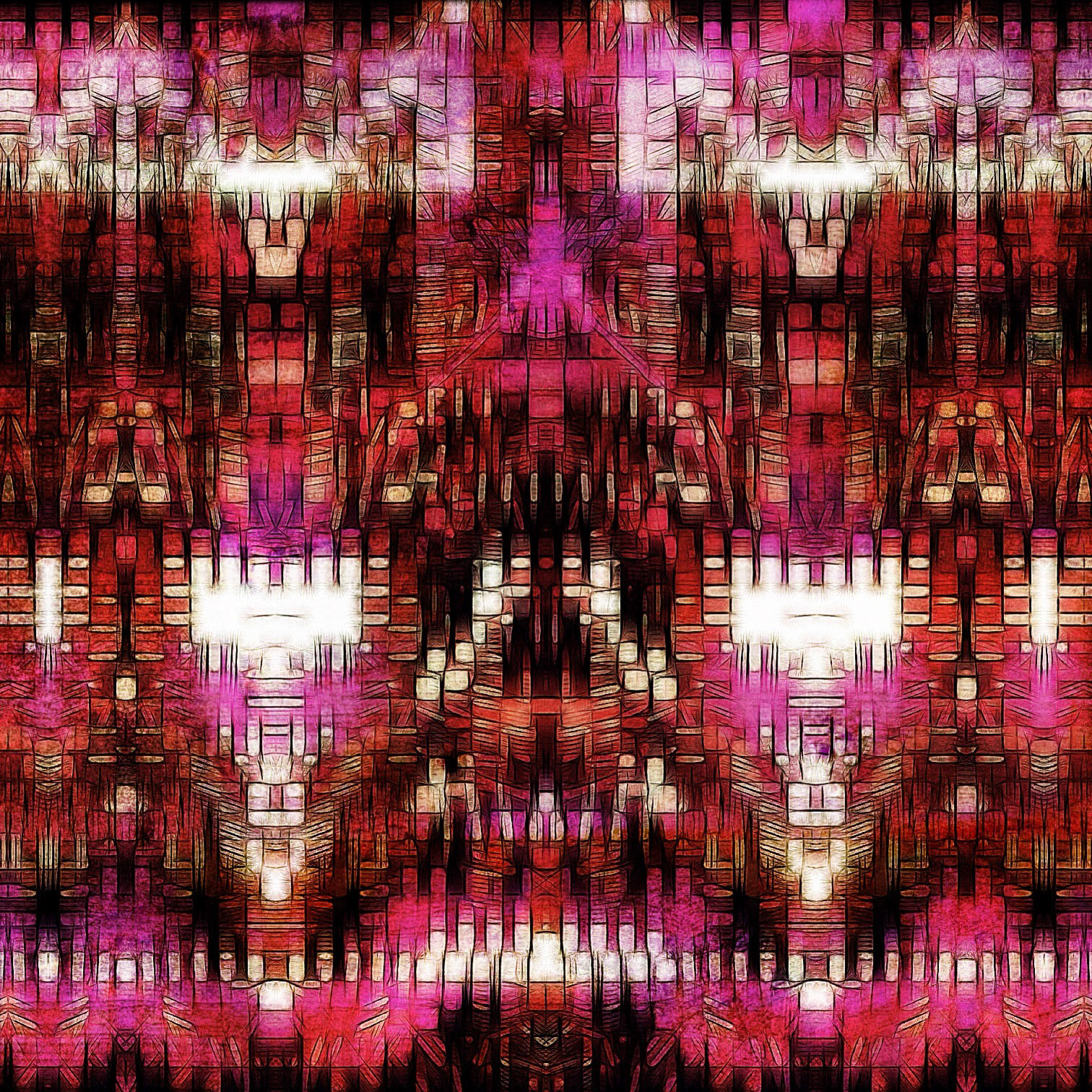 Glasswall. Part of project “Split” [RJ 0055]: Various graphics featuring vertical semi-reflection symmetries.