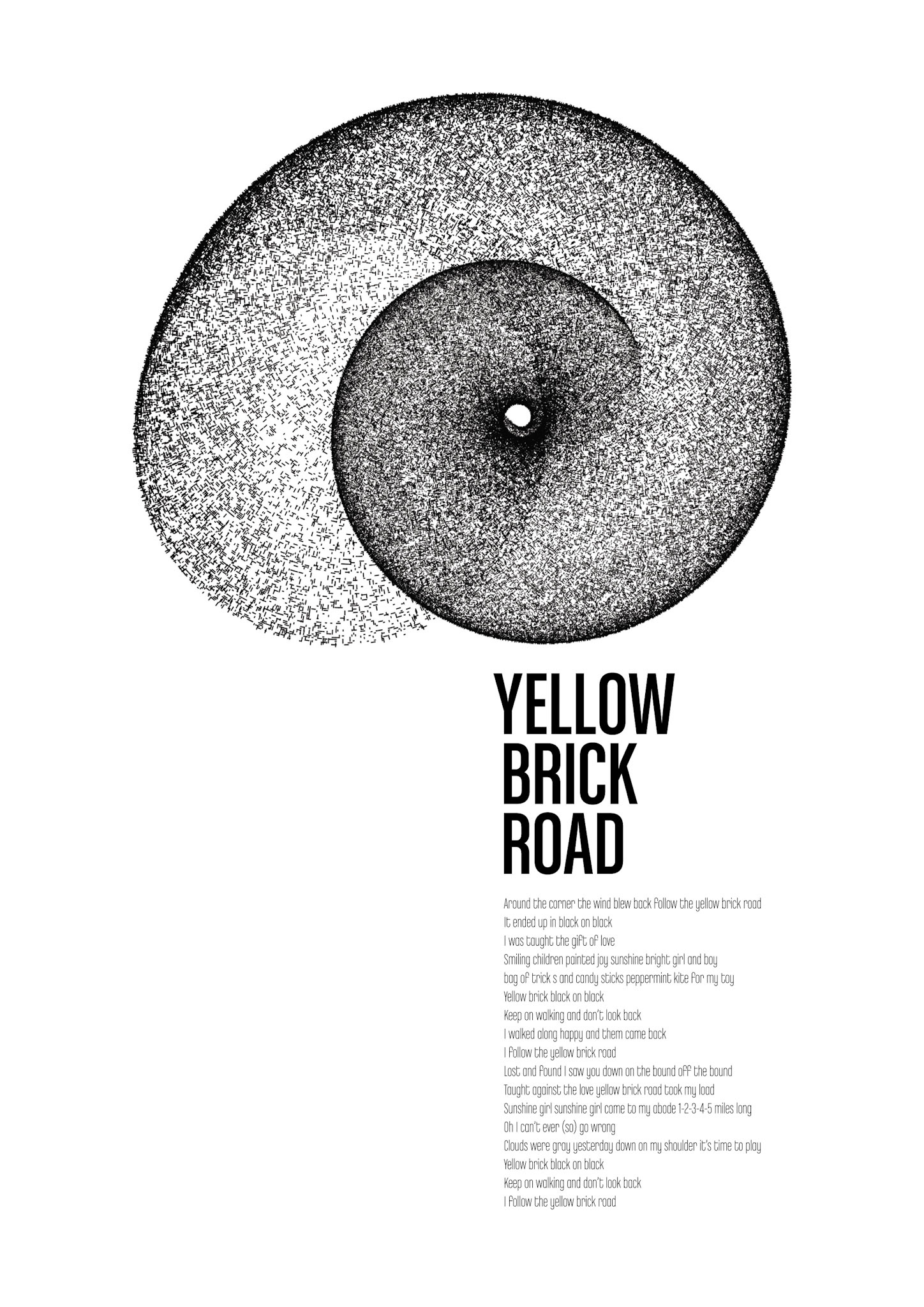 Yellow Brick Road. Part of project “The Beefheart Transcription Project” [RJ 0014]: Poster designs with the lyrics of some Captain Beefheart songs.