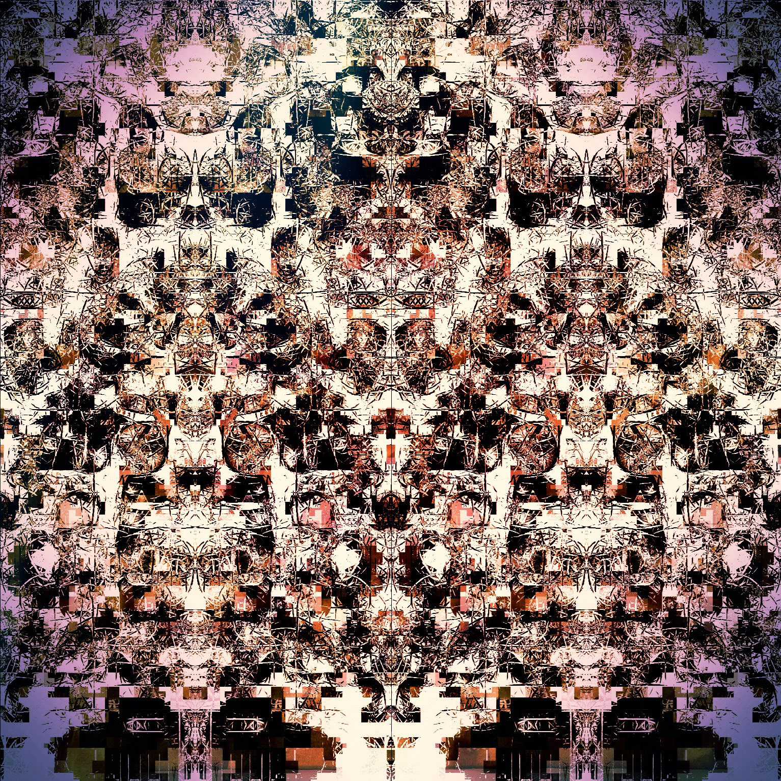 Standing Guards. Part of project “Split” [RJ 0055]: Various graphics featuring vertical semi-reflection symmetries.