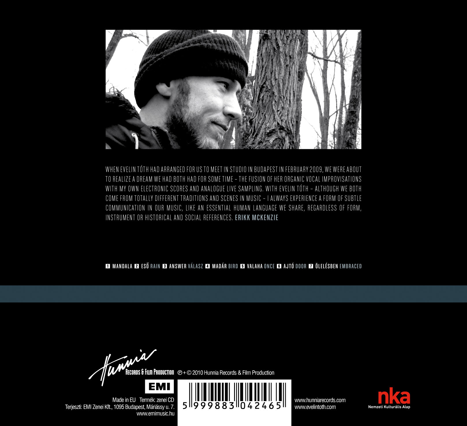 Layout of the cover from the backside when it is closed. Part of project “Embraced” [RJ 0019]: CD cover art and inlay design of an experimental electronic/jazz album.