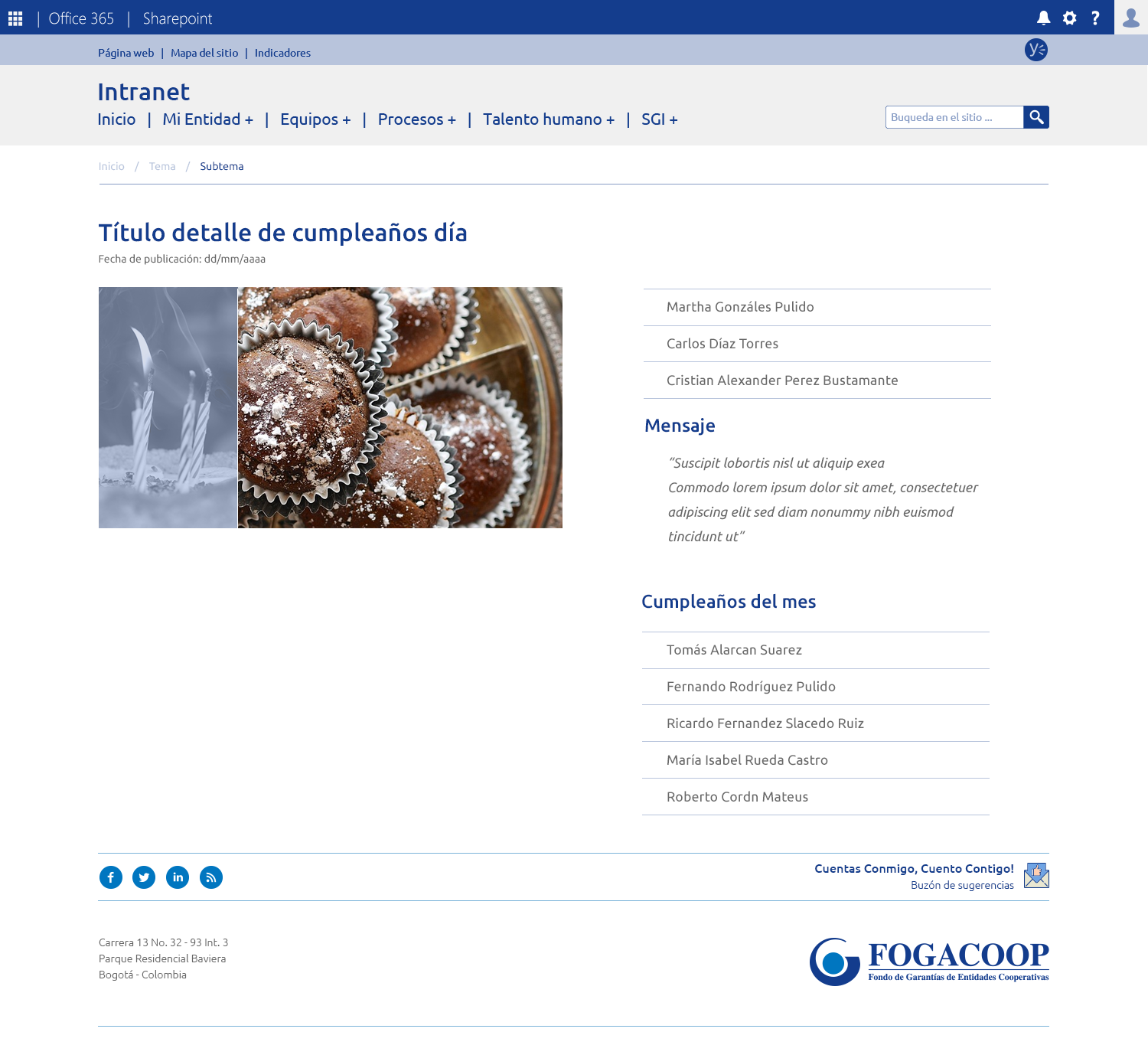 Información cumpleaños
