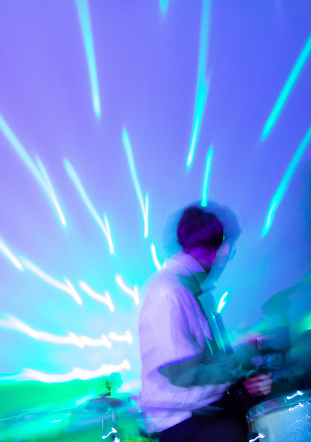 Caption: Andy Wright, drummer and songwriter for the Toronto-based band People Less Qualified, practices tracks for his new EP in Toronto on Saturday, Feb. 21, 2026. The musician rehearsed his new material for the first time following a recent breakup. Camera Settings: 1/60, ISO 1600,  f / 5.0