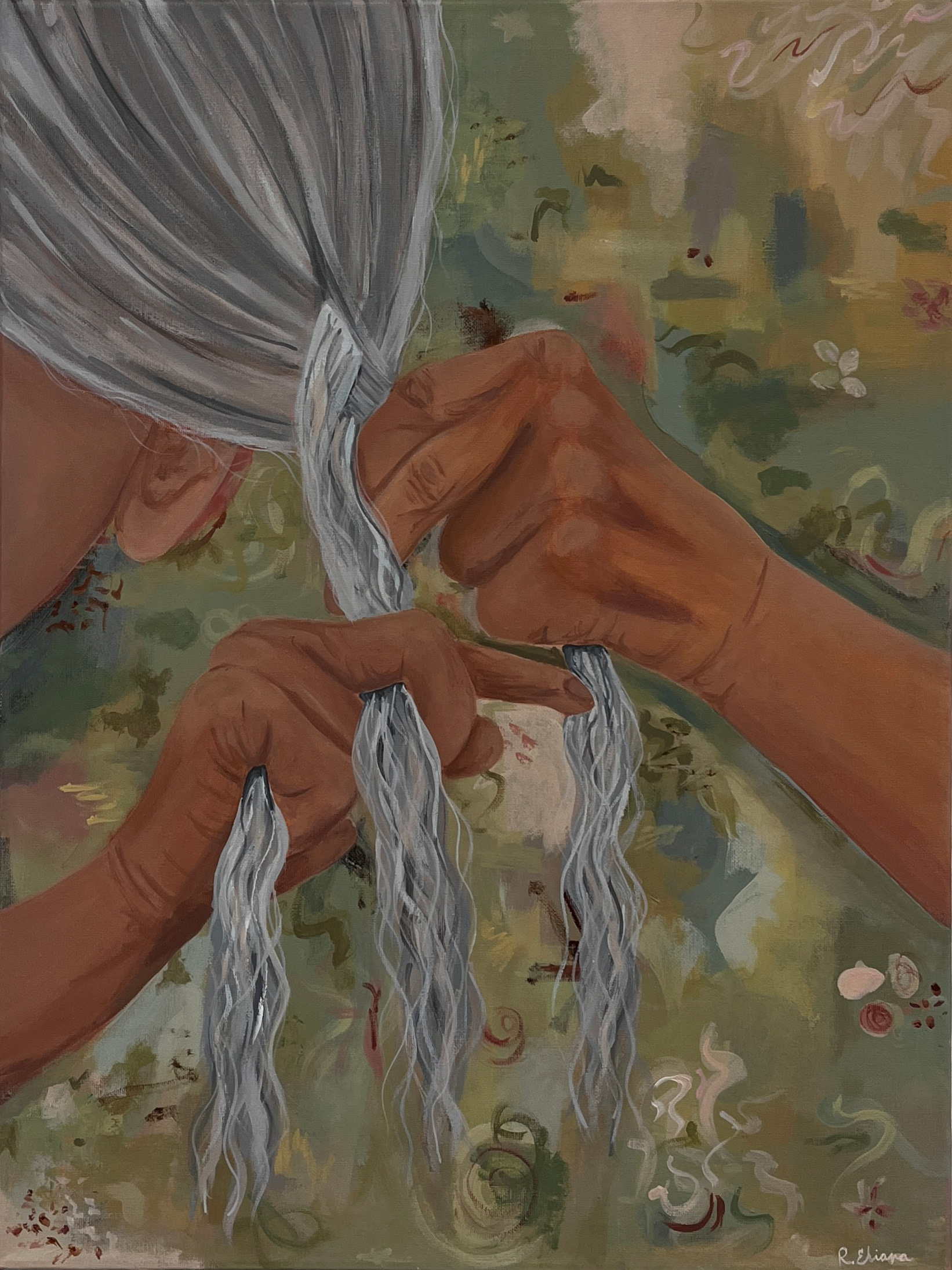 Silver Threads, 18" x 24", Acrylic on canvas