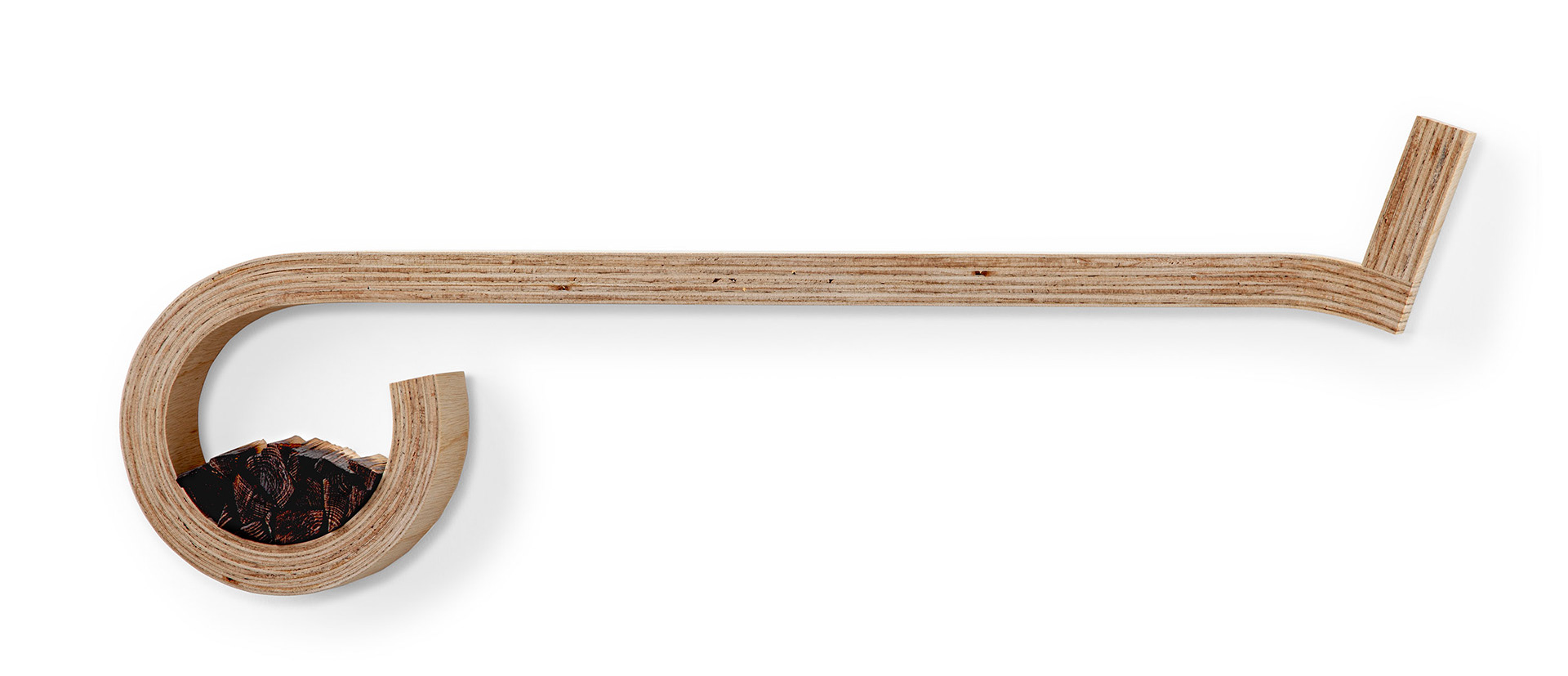 Settlement (2025, laminated and burnt wood, 48" x 17" x 4")