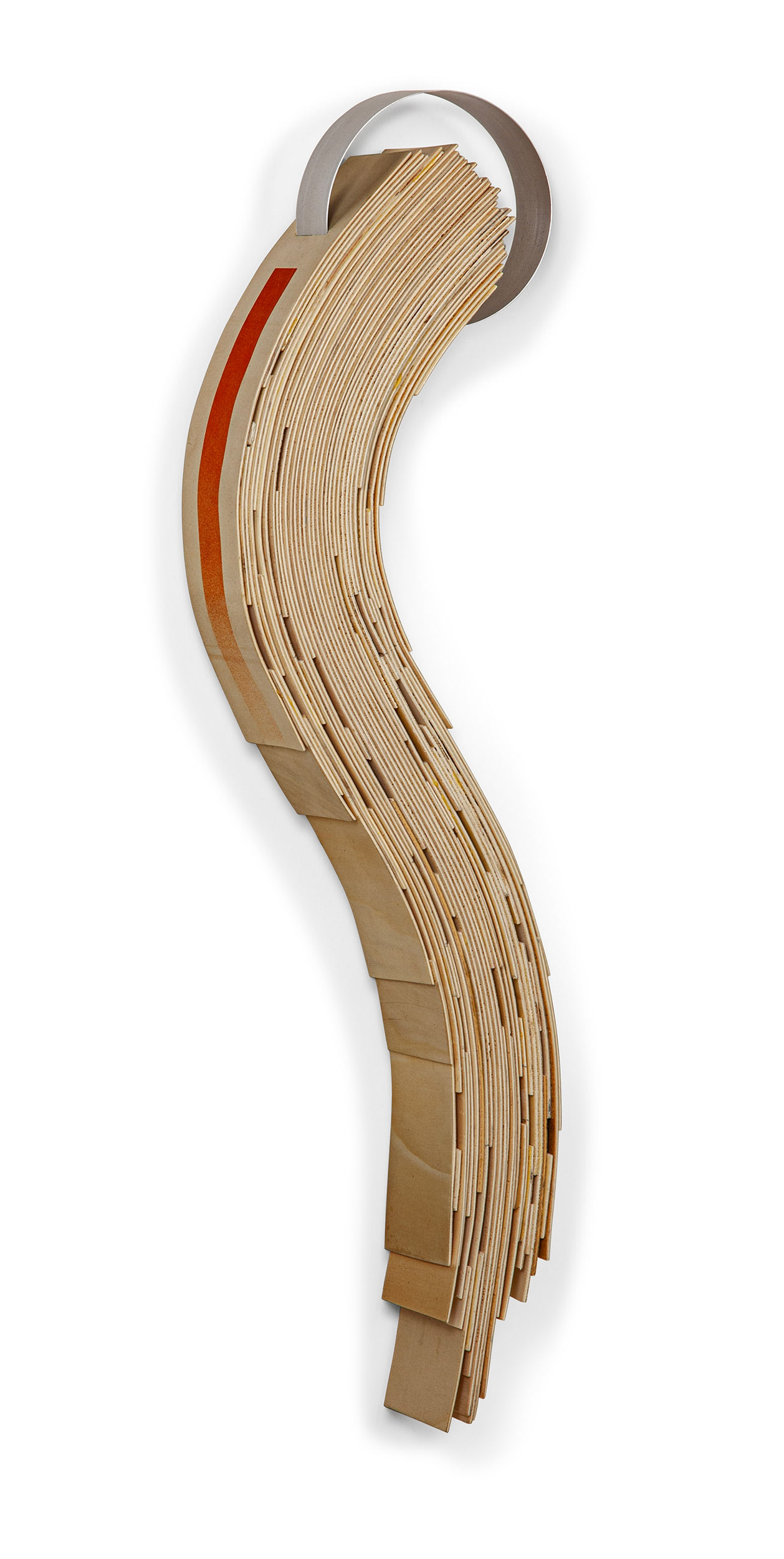 Brushstroke  (2022, Laminated wood, aluminum, paint 24” x 9” x 4”)