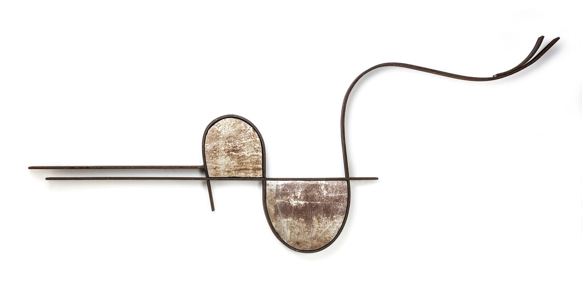 Nature Wins: Round 5 (2015, reclaimed steel, 56" x 25" x 2")