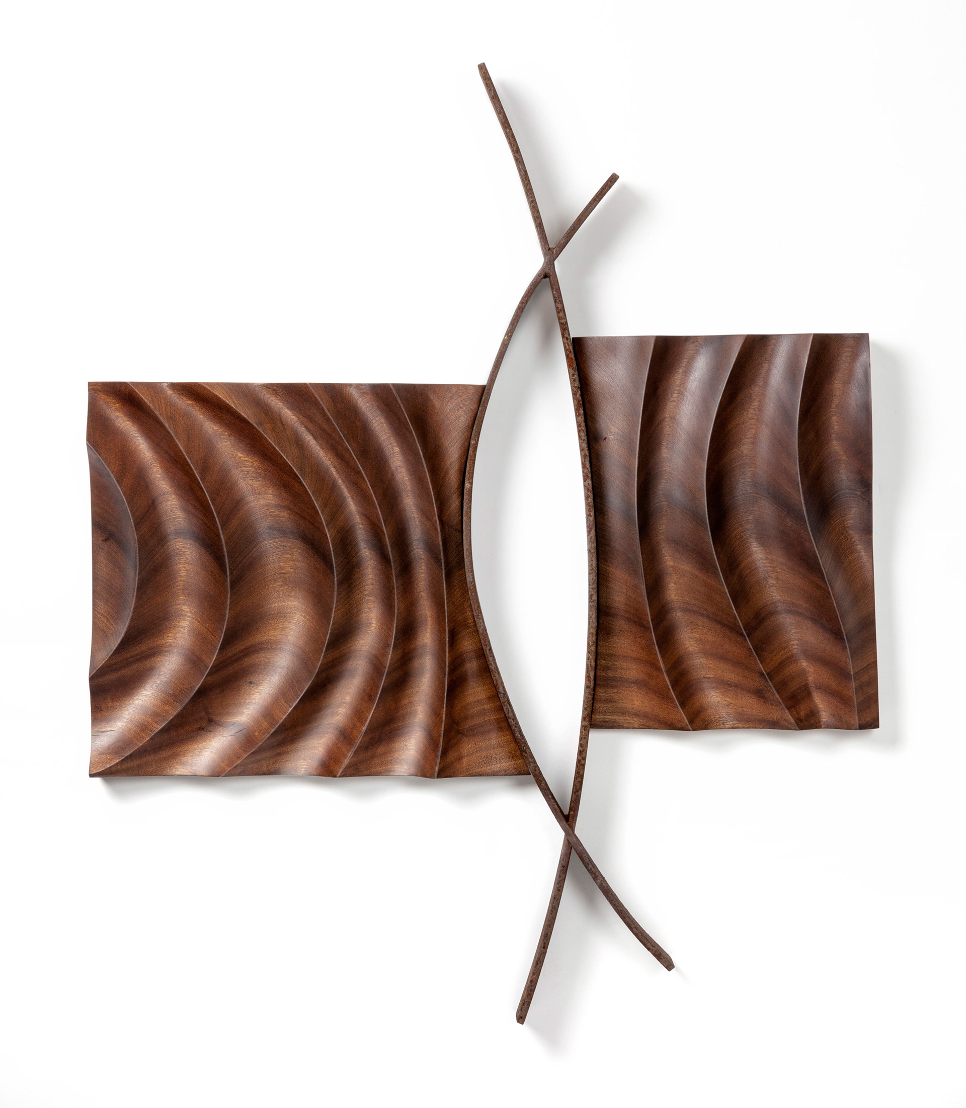 Dark Contradiction  (SOLD) (2018, sapele wood and reclaimed steel, 25” x 30” x 2”)