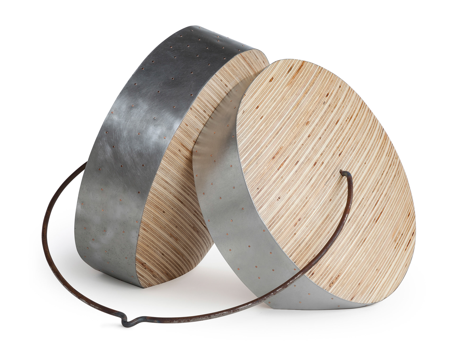 Split Second  (2016, plywood, steel, copper nails, 24” x 21” x 29”)