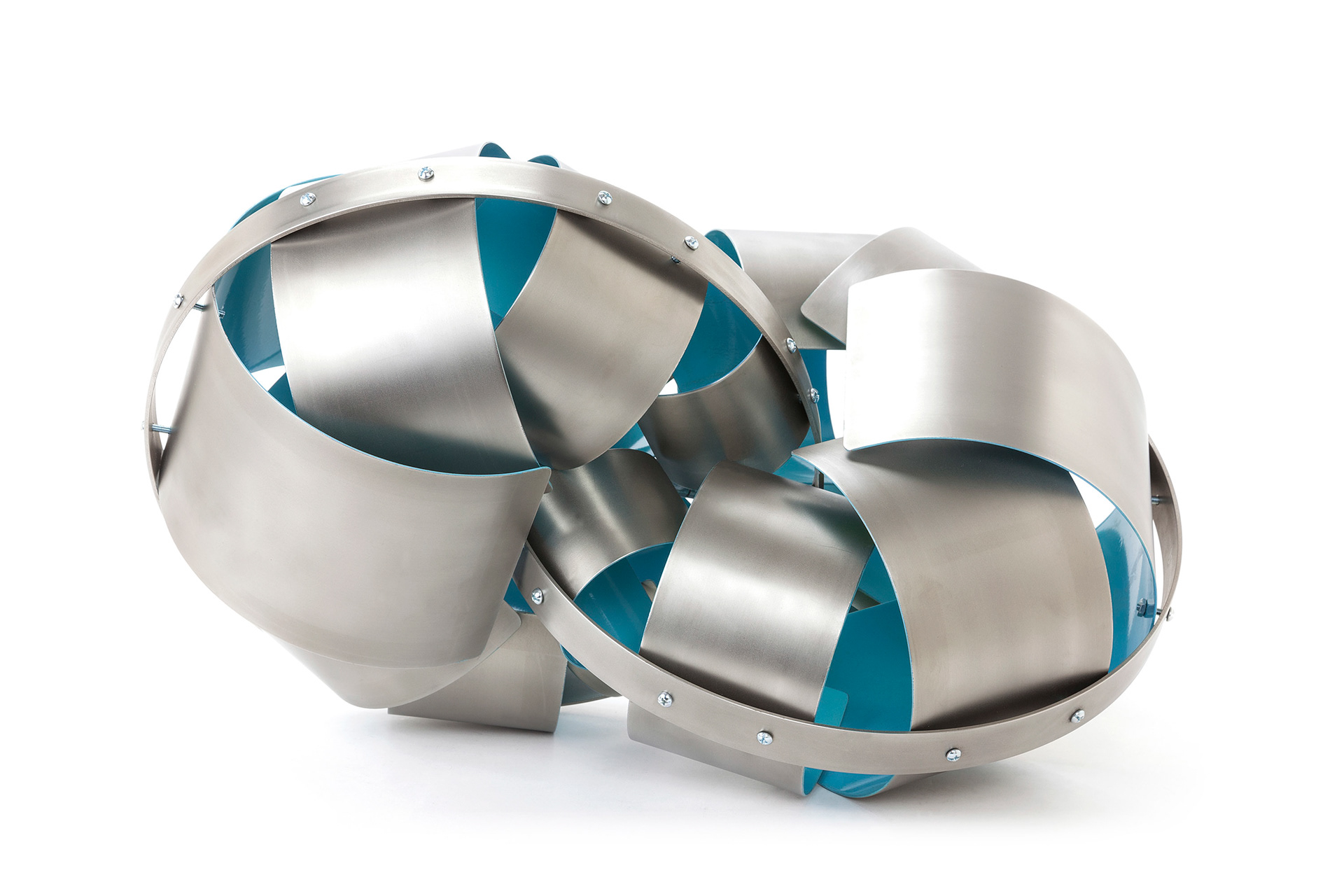 Embrace  (2015, stainless steel and powder coat paint, 25” x 16” x 17”)