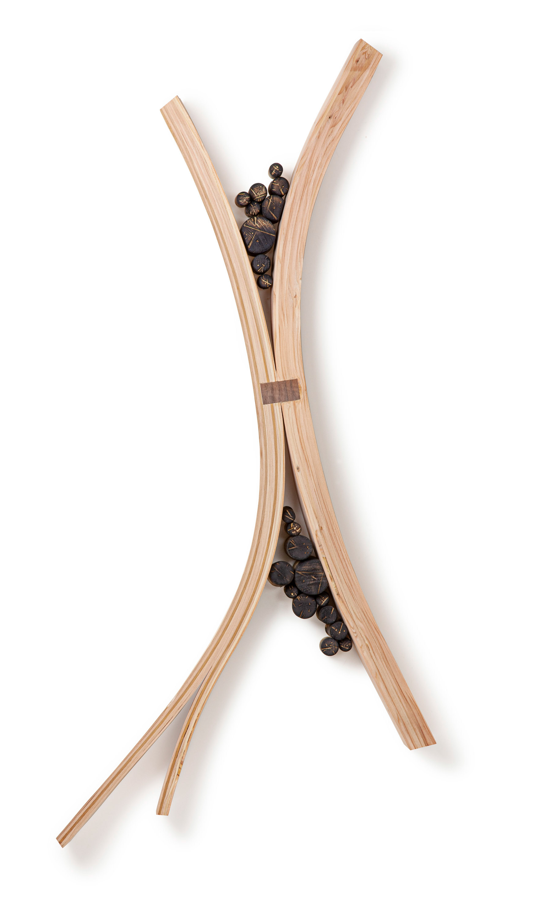 Root Down  (2020, laminated and burnt wood, 44” x 21” x 3”)