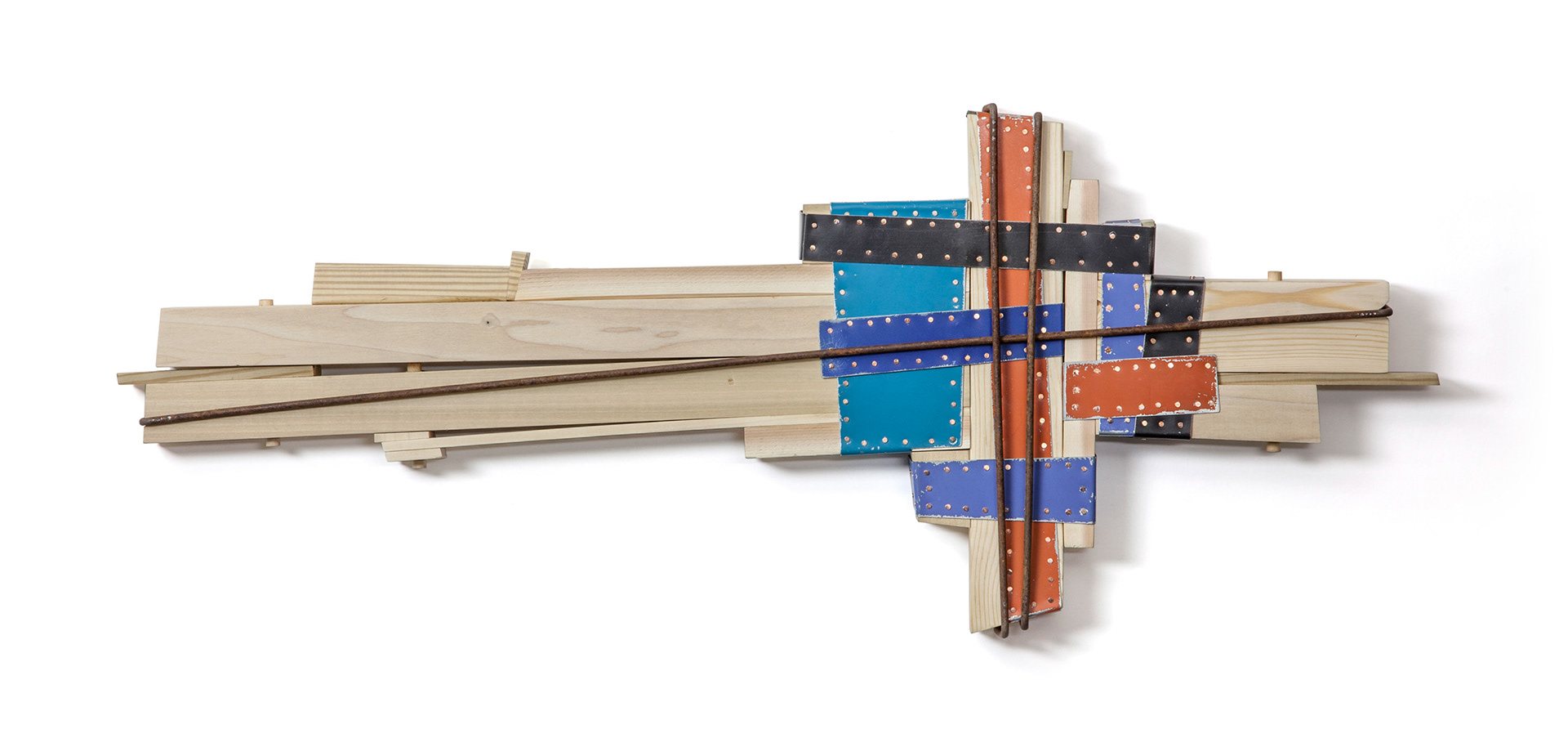 Bound and Rebound  (2017, wood, steel, paint, nails, 34” x 14” x 3”)