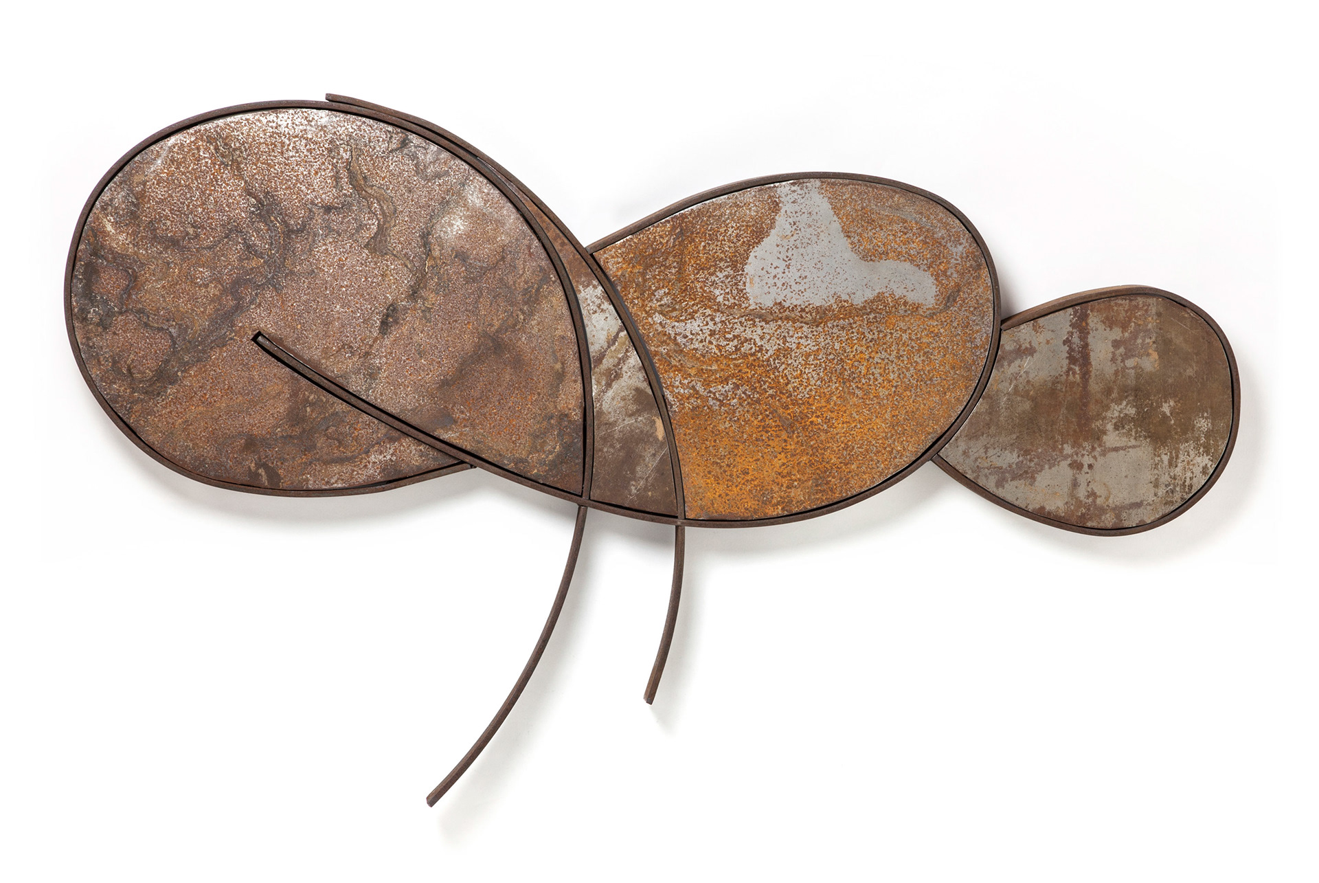 Nature Wins, Round 1 (2015, reclaimed steel, 27” x 44” x 2”)