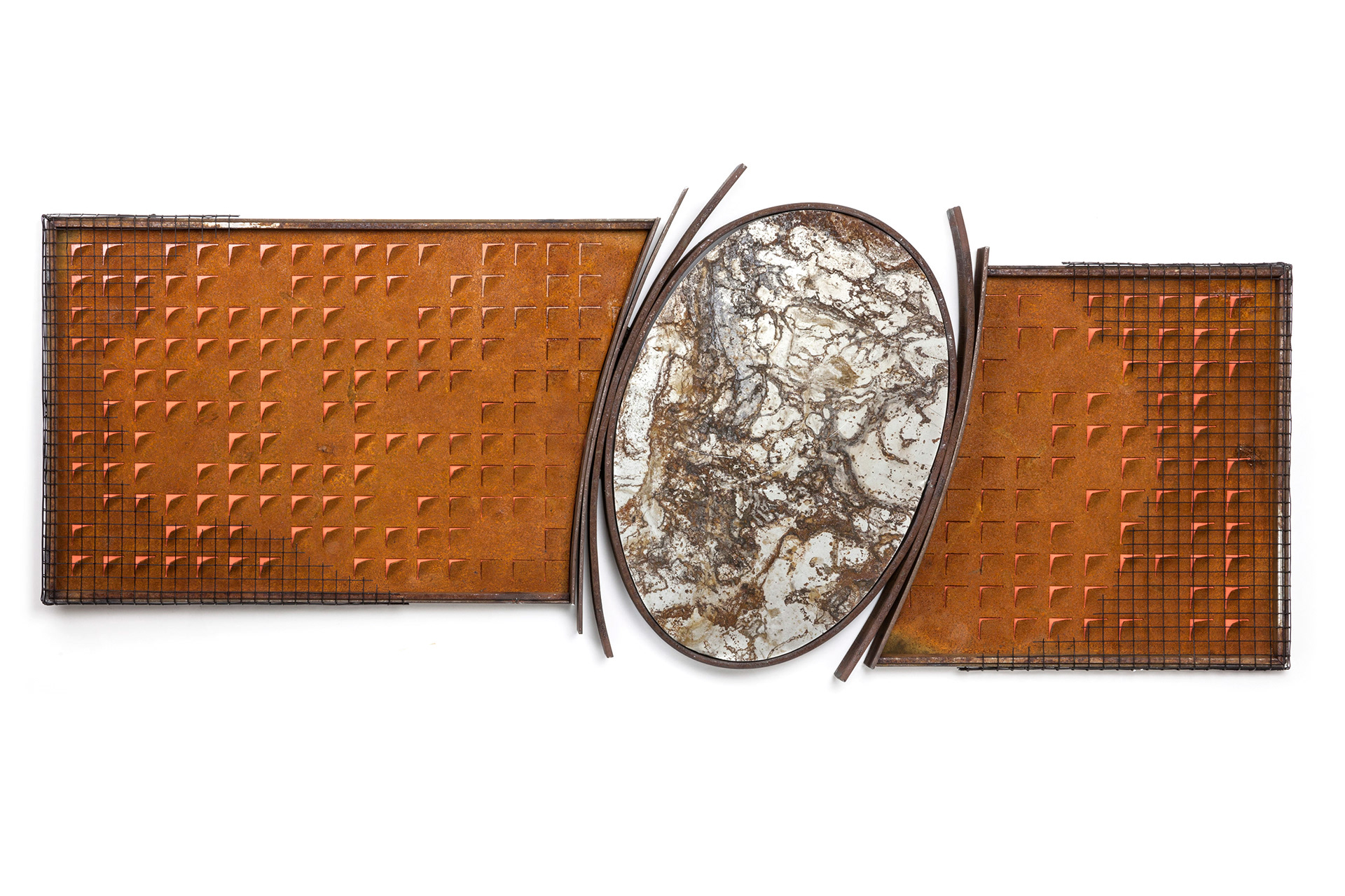 i  (2016, inspired by Meshuggah, steel and paint, 44” x 20” x 2”)