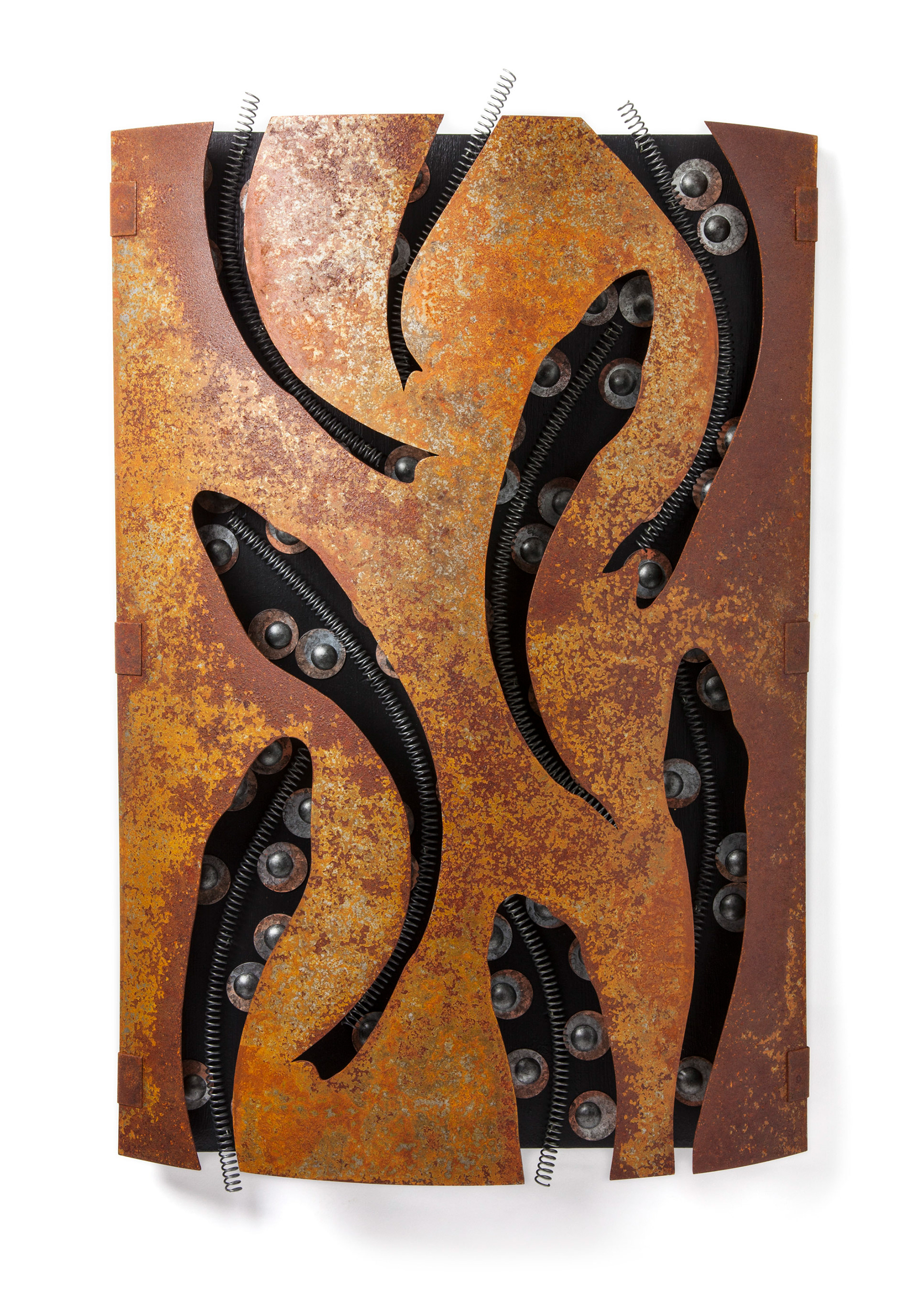 Deep Dive  (SOLD) (2017, steel, wood, hardware and paint, 20” x 30” x 5”)