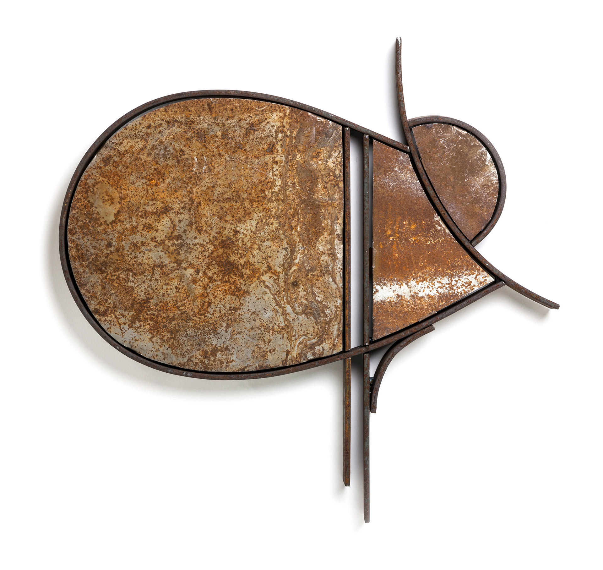 Nature Wins: Round 2 (2015, reclaimed steel, 23" x 23" x 2")