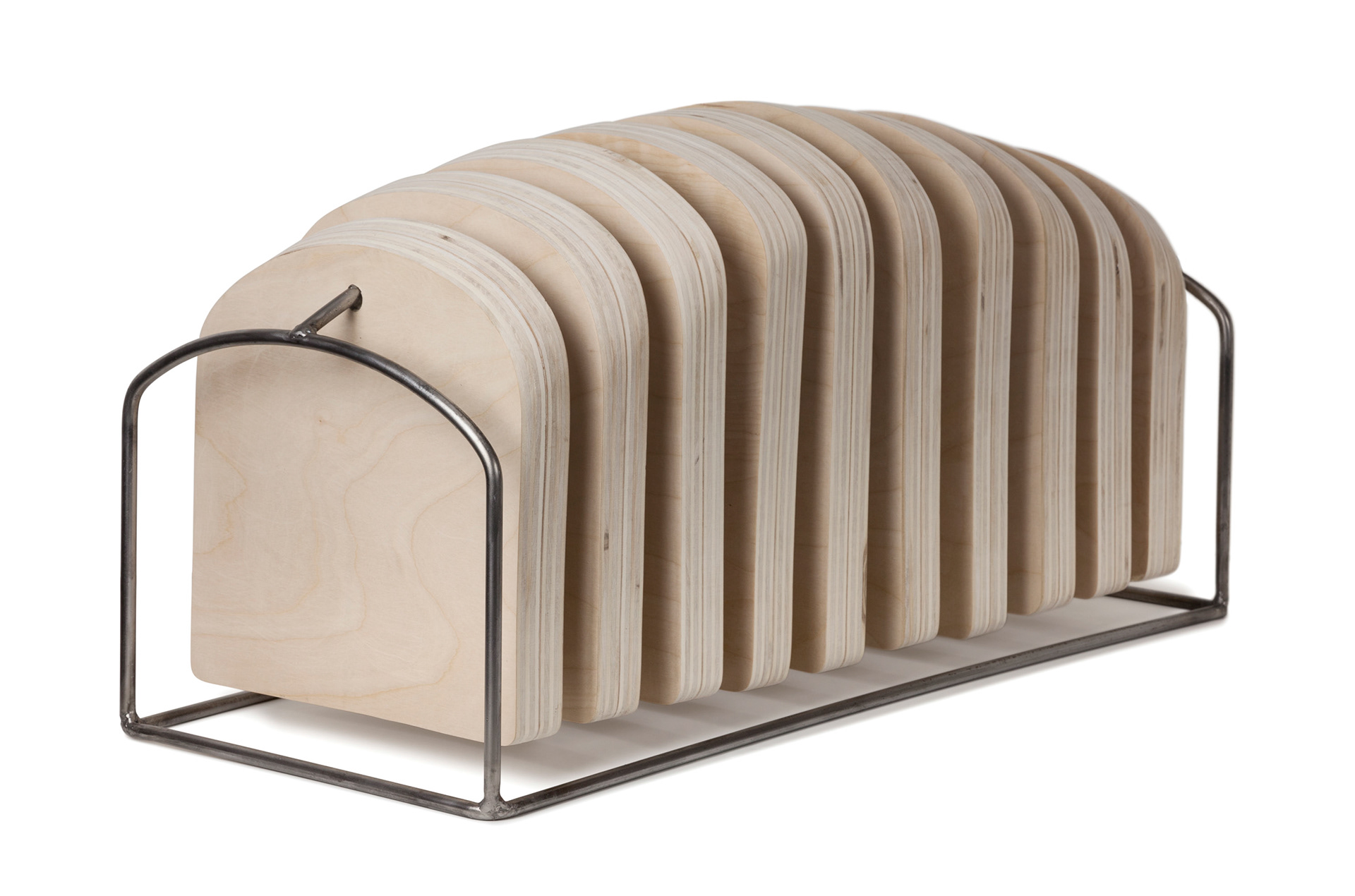 Sliced Bread  (2014, plywood and steel, 21” x 12” x 15”)