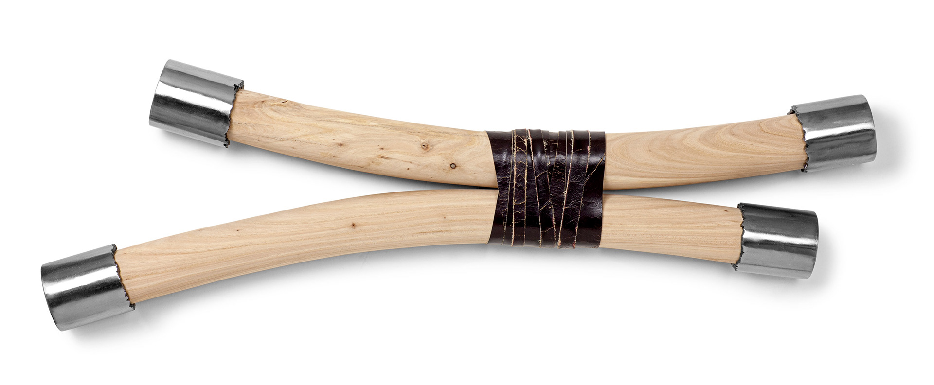 Arranged Marriage  (2020, wood, steel, leather, 34” x 13” x 3”)