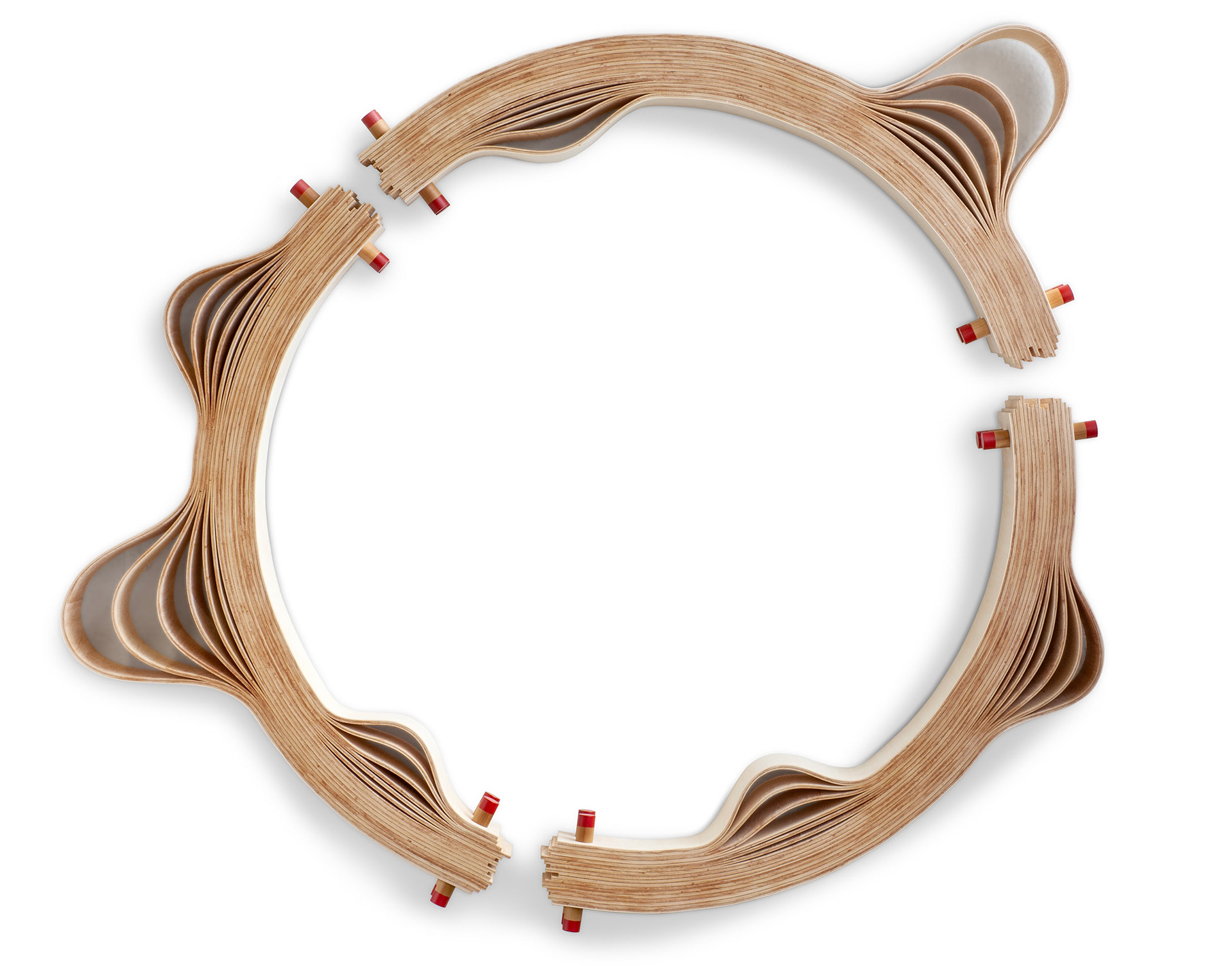 Gravity  (2023, 87” x 78” x 7” Laminated bent wood, paint)