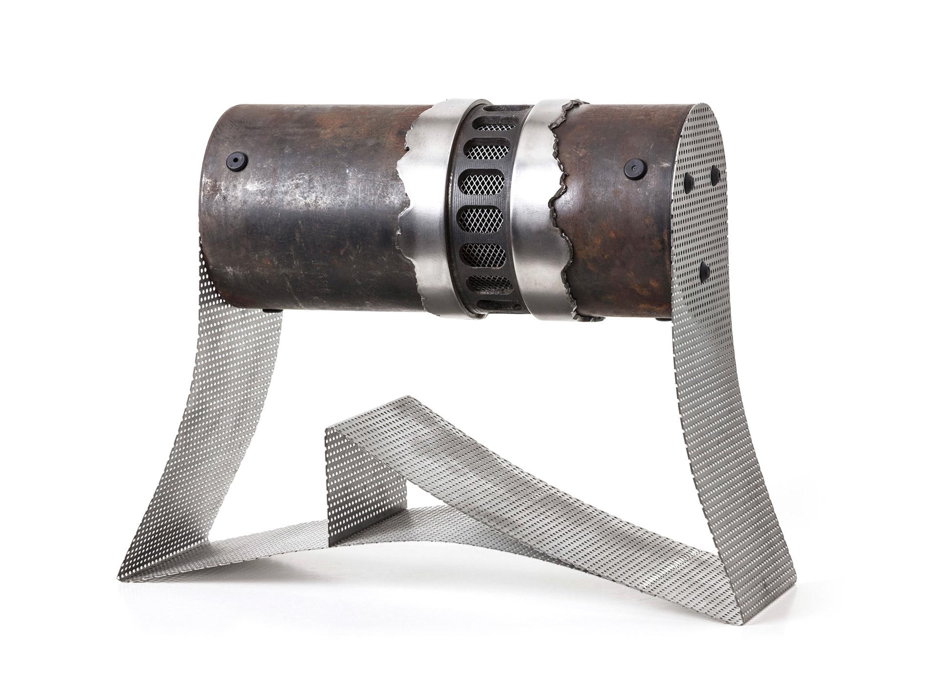 Precious  (2013, steel, stainless steel, plastic rivets, 13” x 5” x 11”)