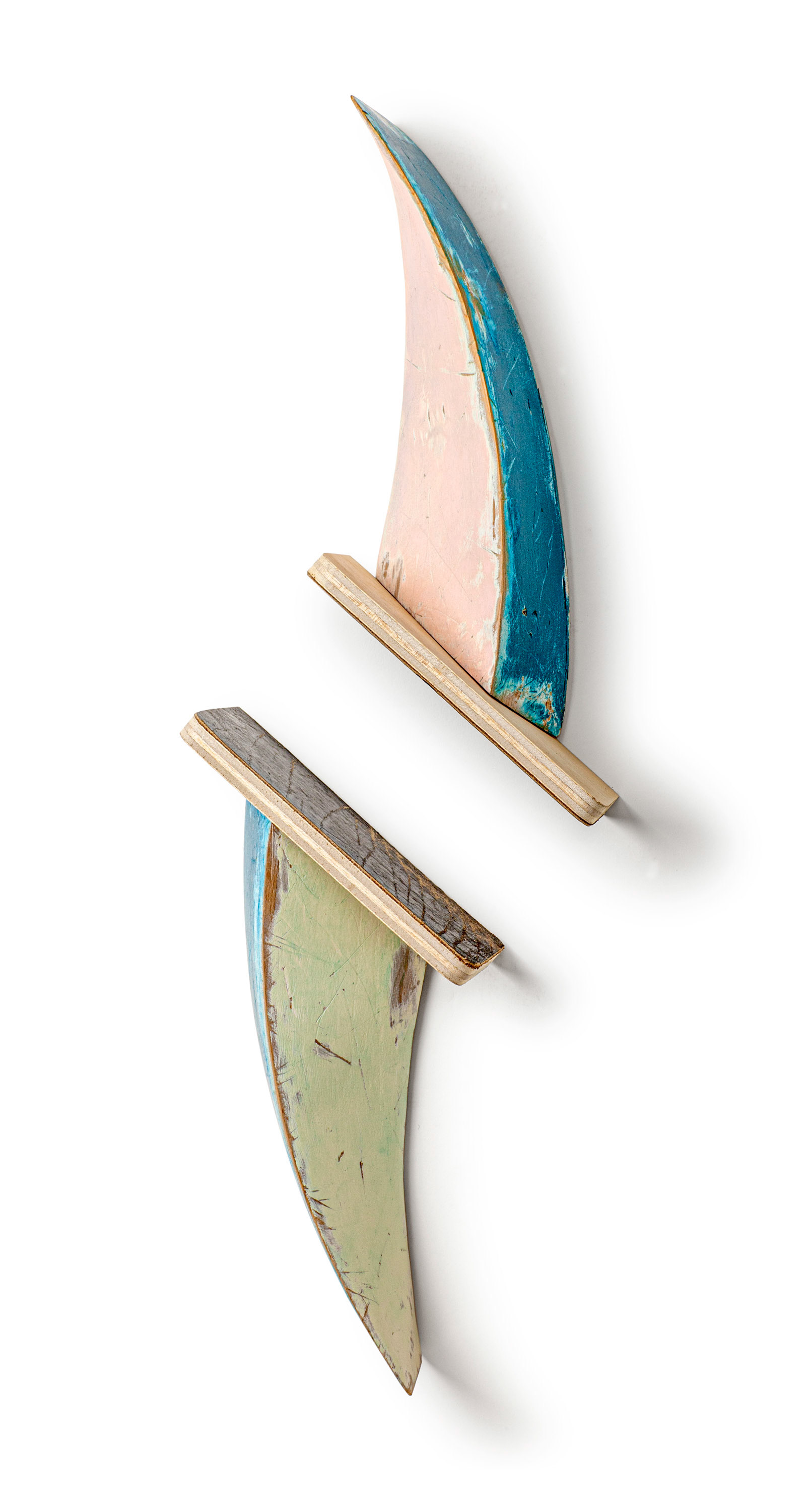 Defining Nothing (SOLD) (2020, ash, plywood, paint and leather, 27” x 8” x 4”)