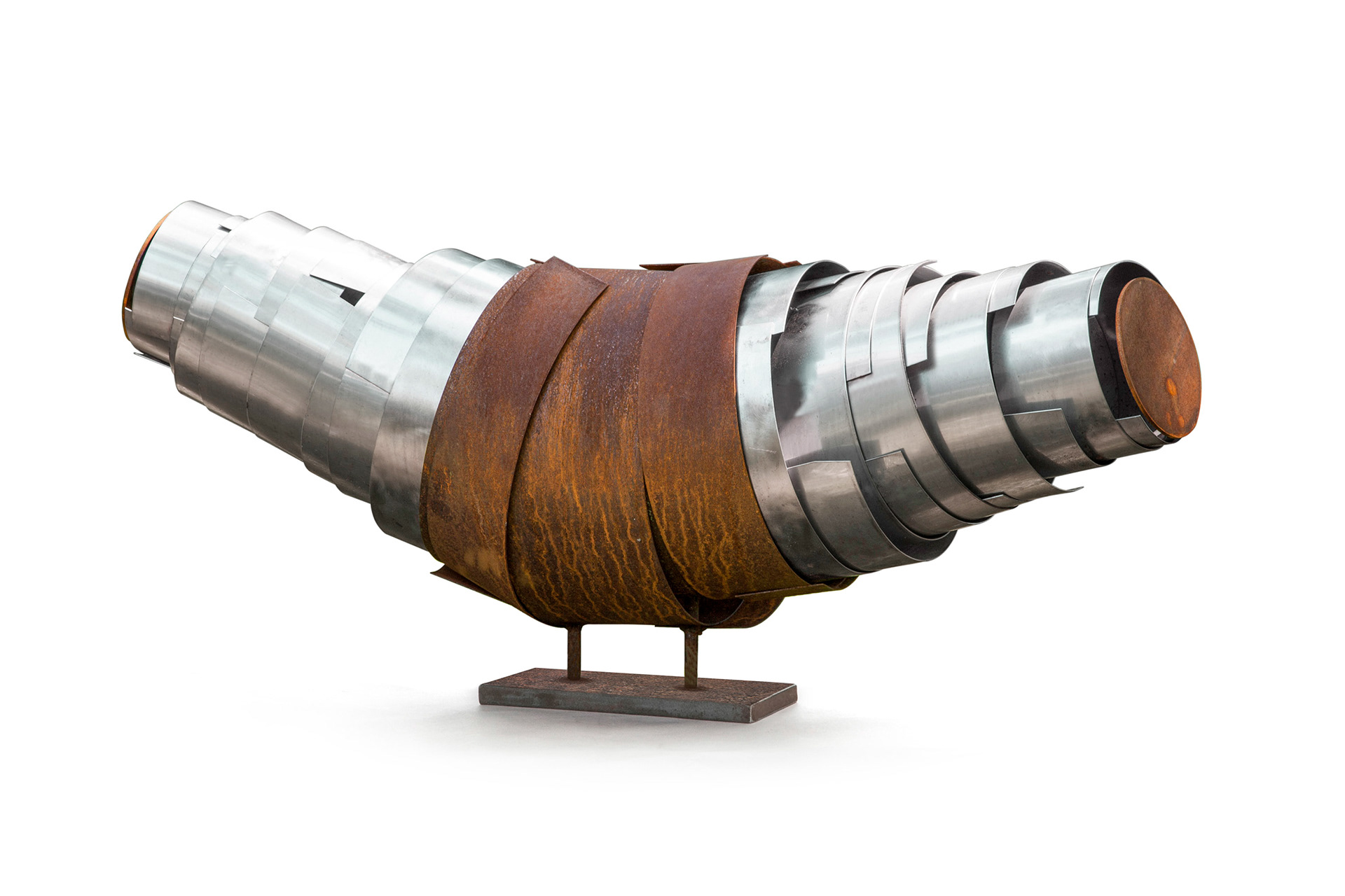 Wound and Unwound  (2013, steel and stainless steel, 59” x 24” x 35”)