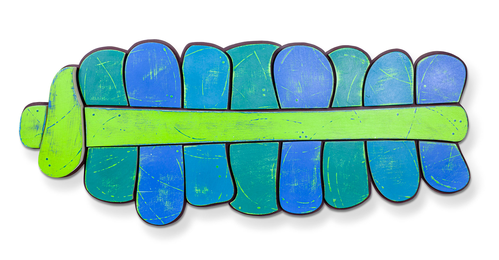 Blue Bundle  (2021, plywood and paint, 48” x 20” x 3”)